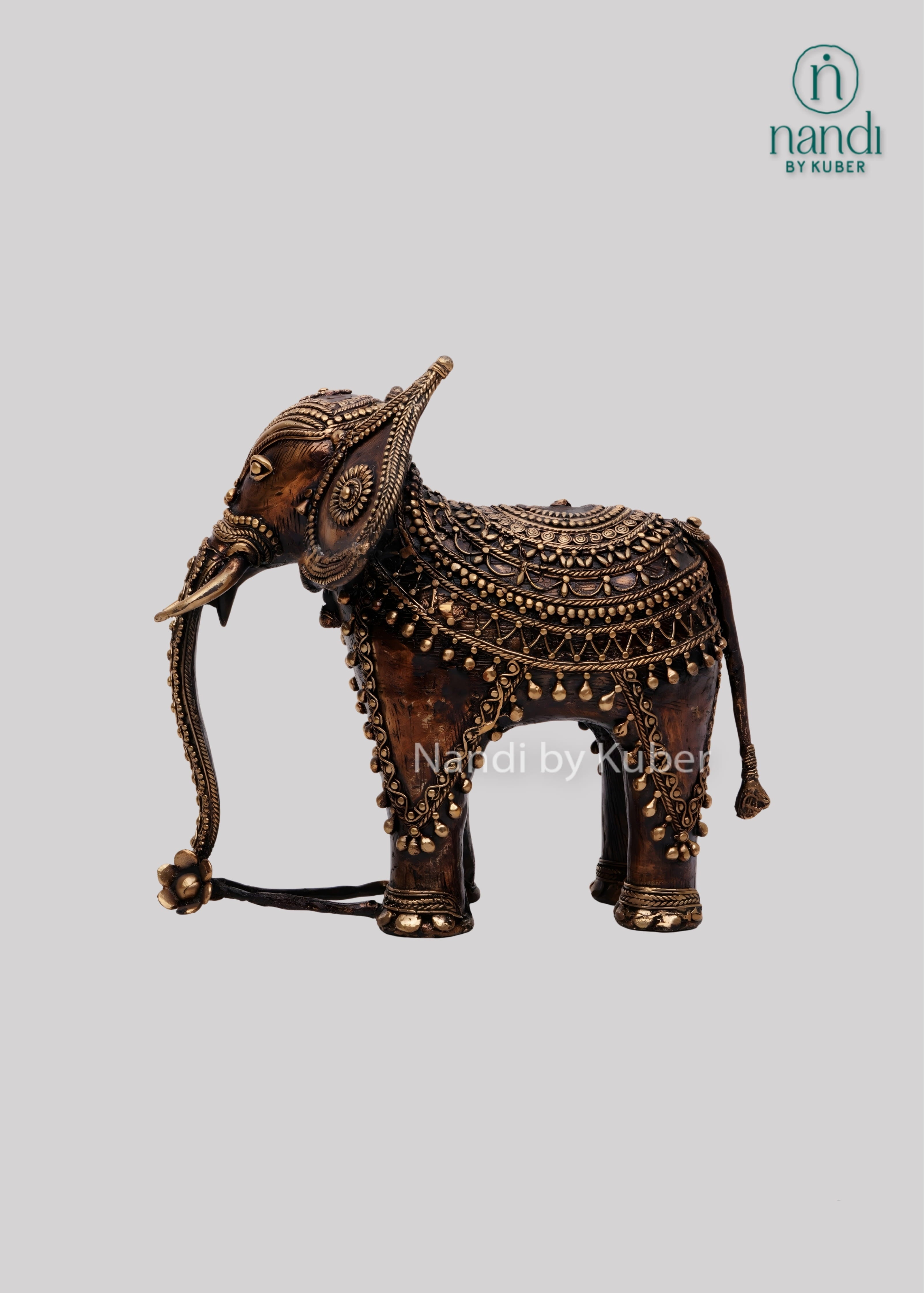 Brass elephant diya holder sculpture