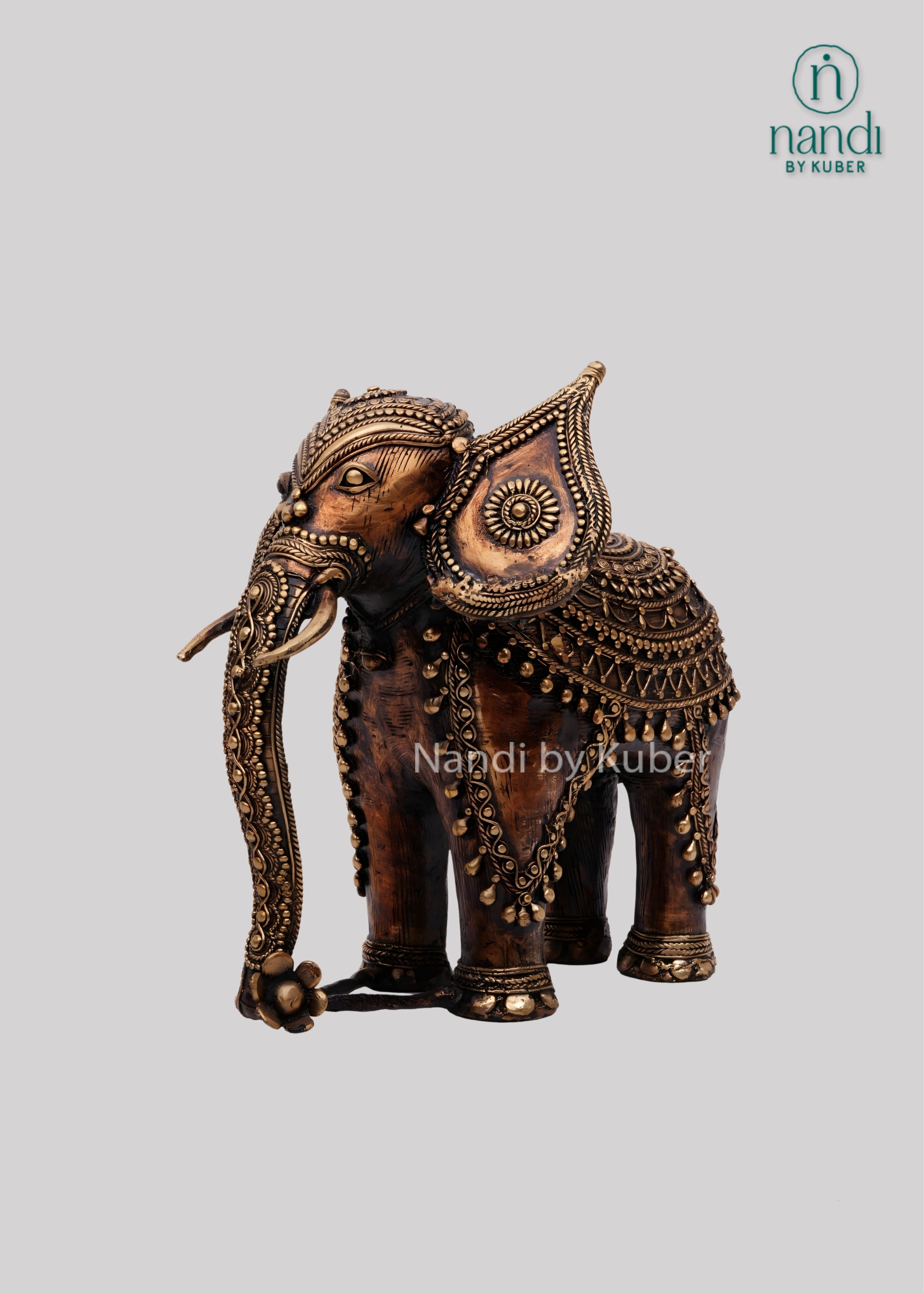 Brass elephant diya holder sculpture
