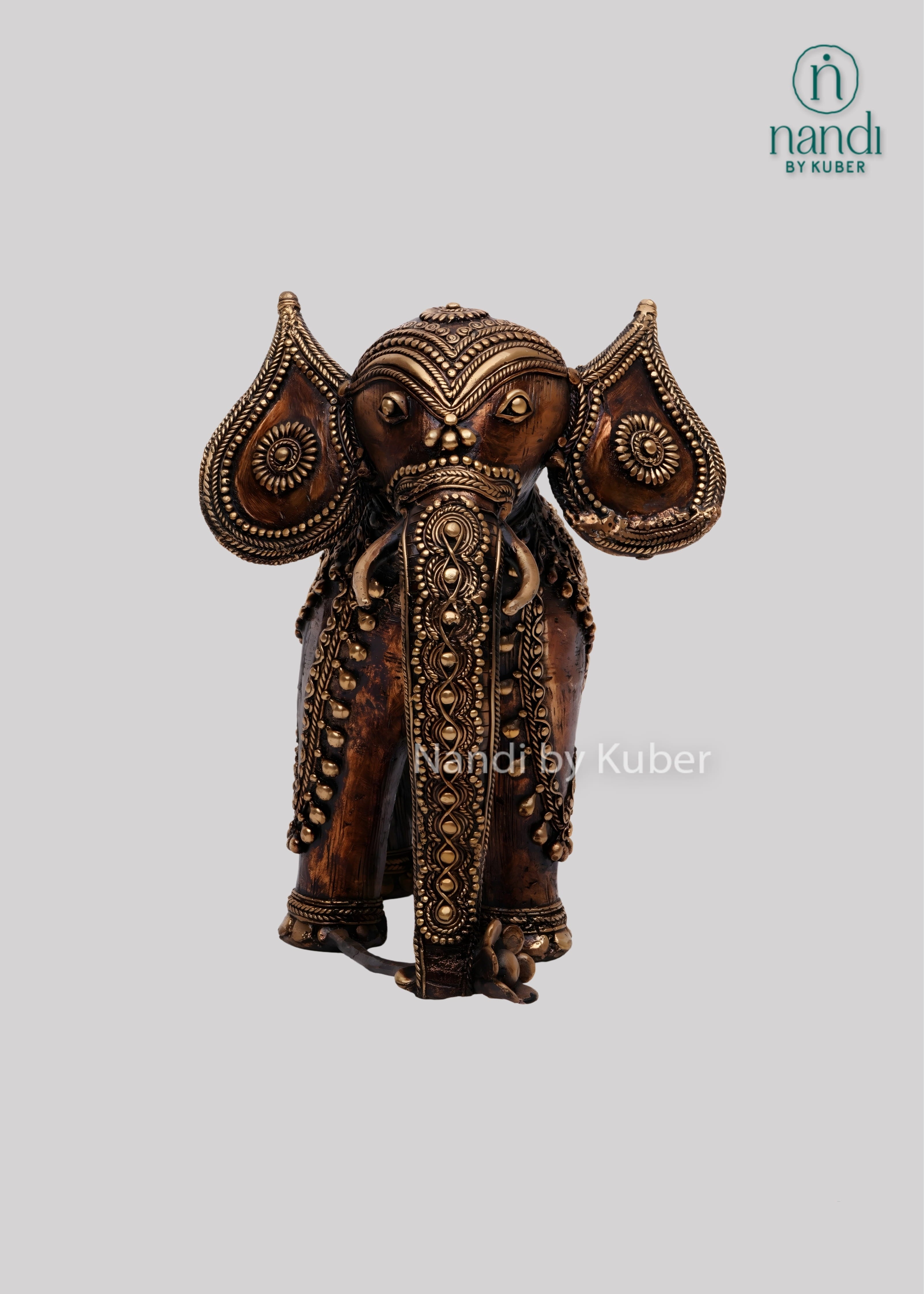 Brass elephant diya holder sculpture