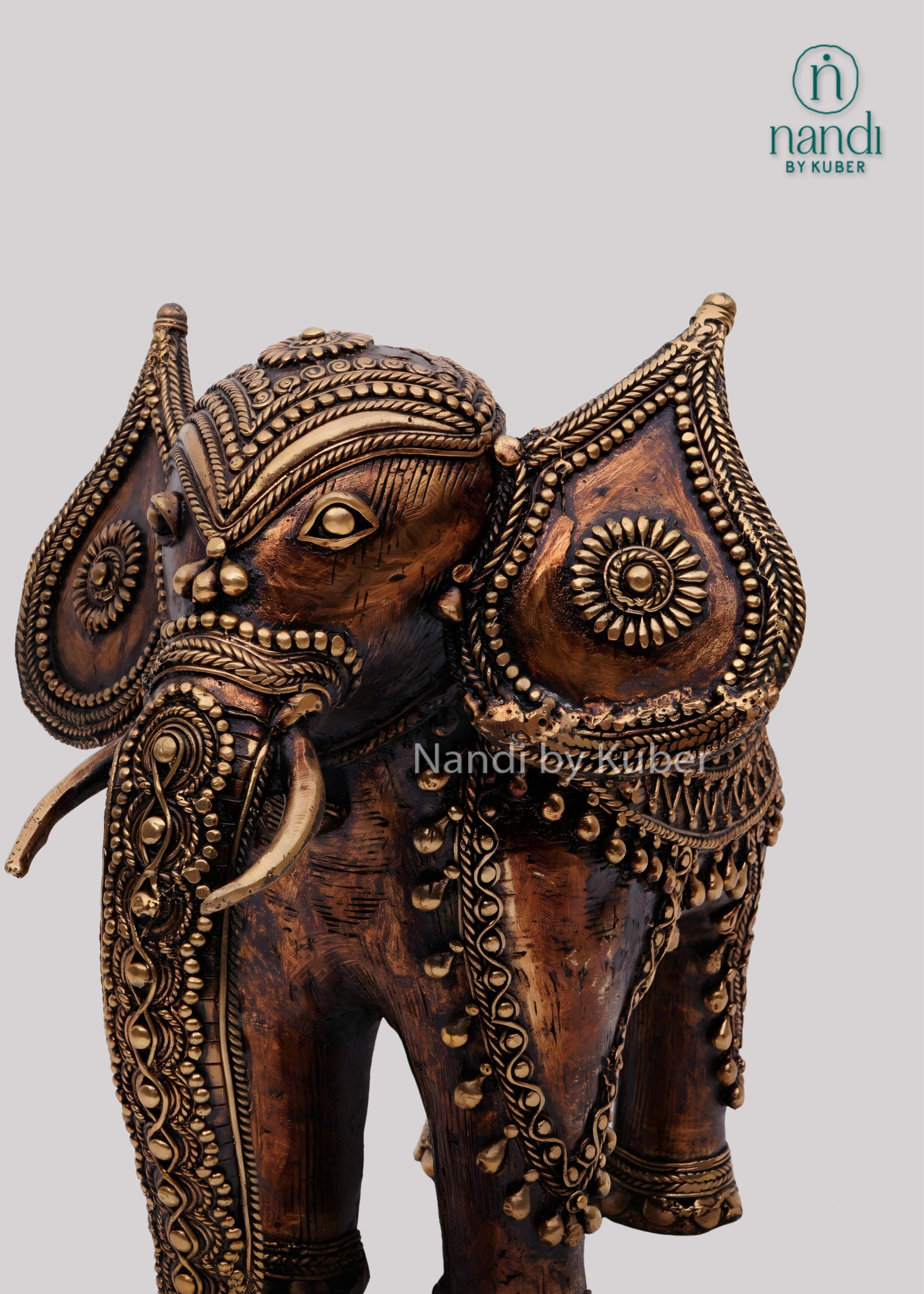 Brass elephant diya holder sculpture