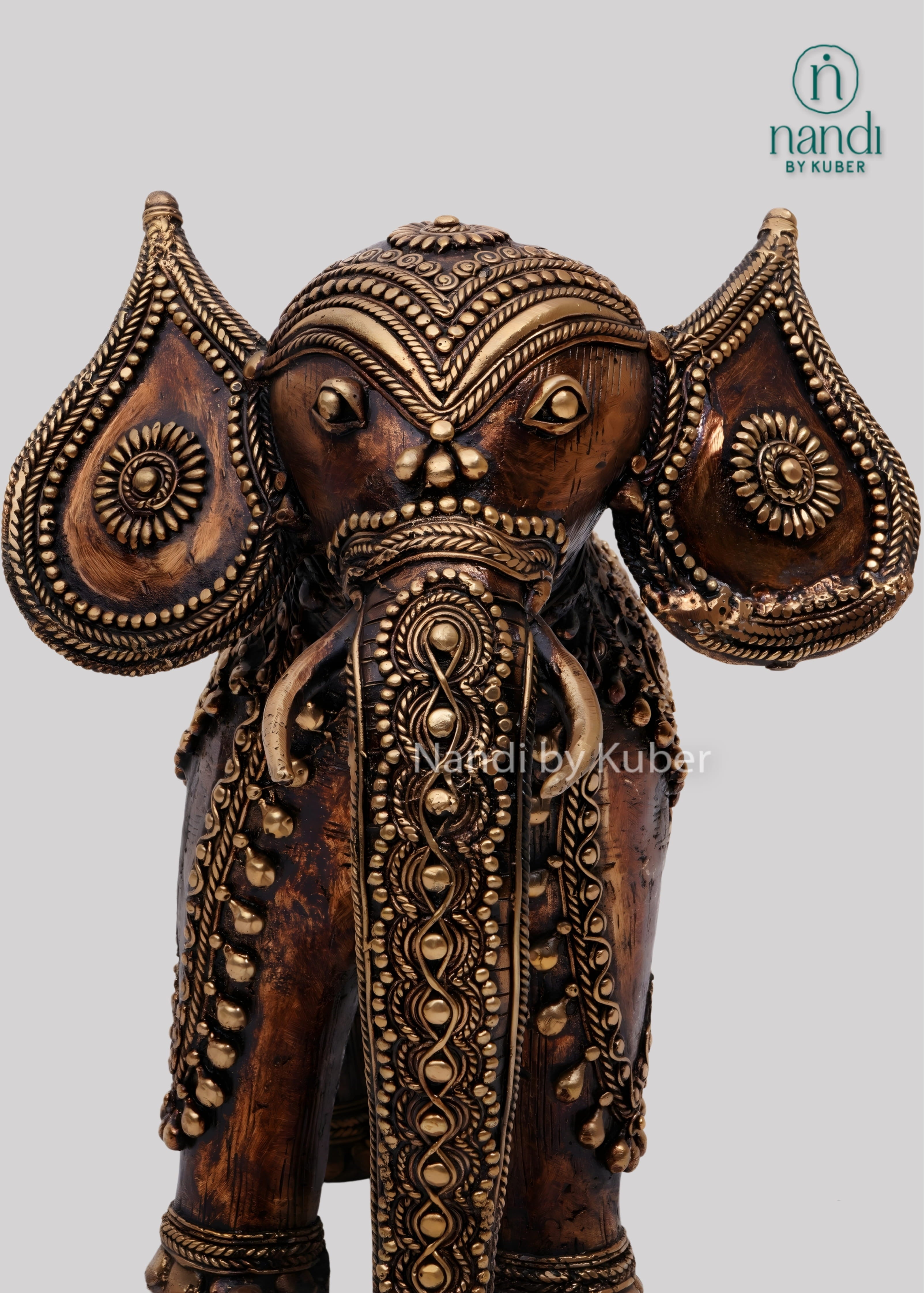 Brass elephant diya holder sculpture