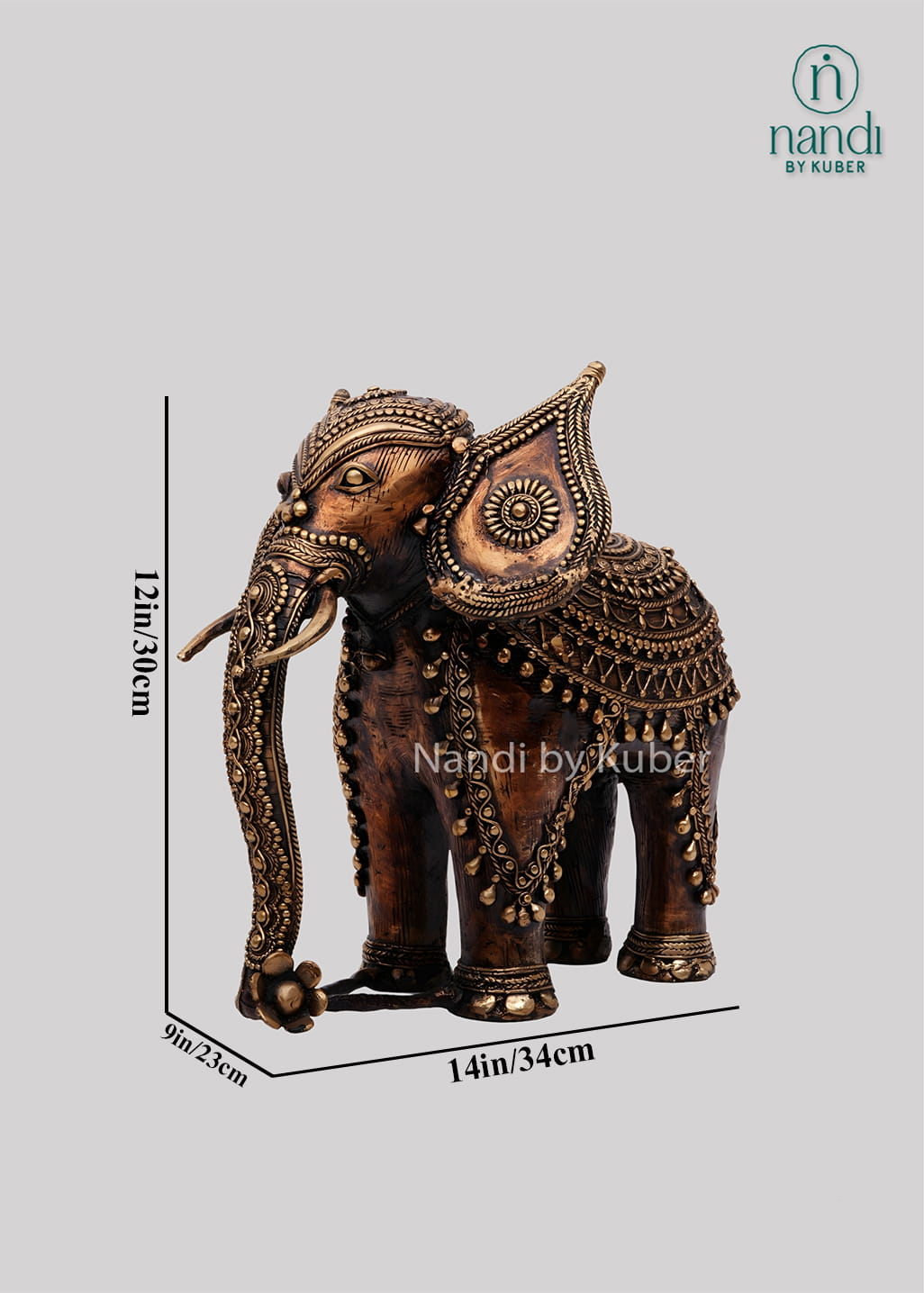 Brass elephant diya holder sculpture