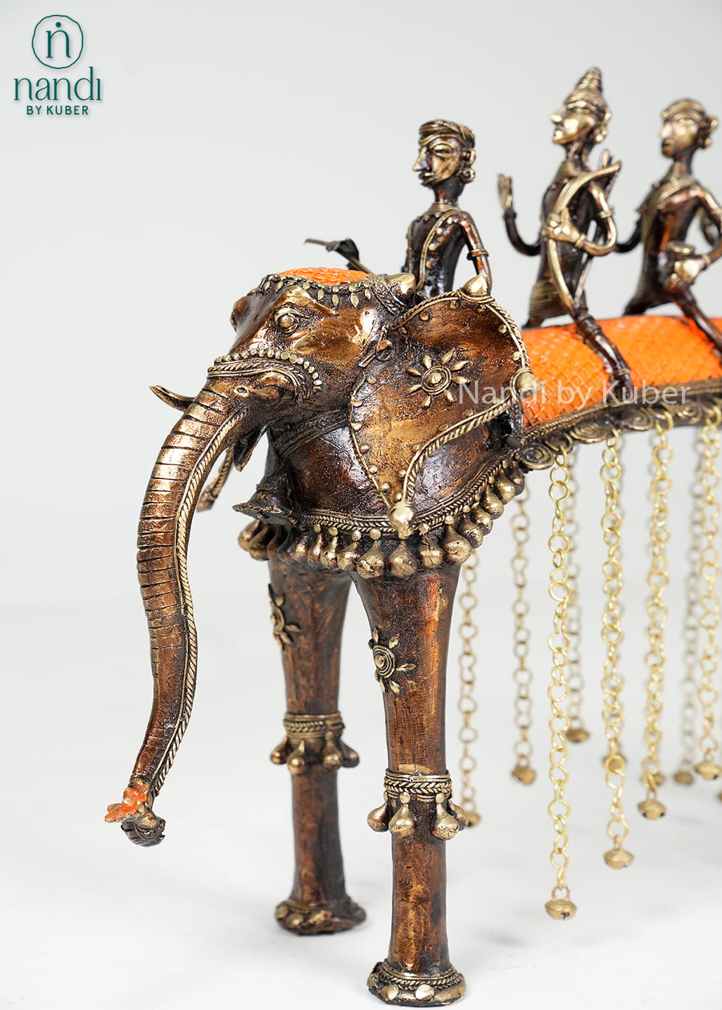 Brass elephant  Ramayana figurines and hanging bead details
