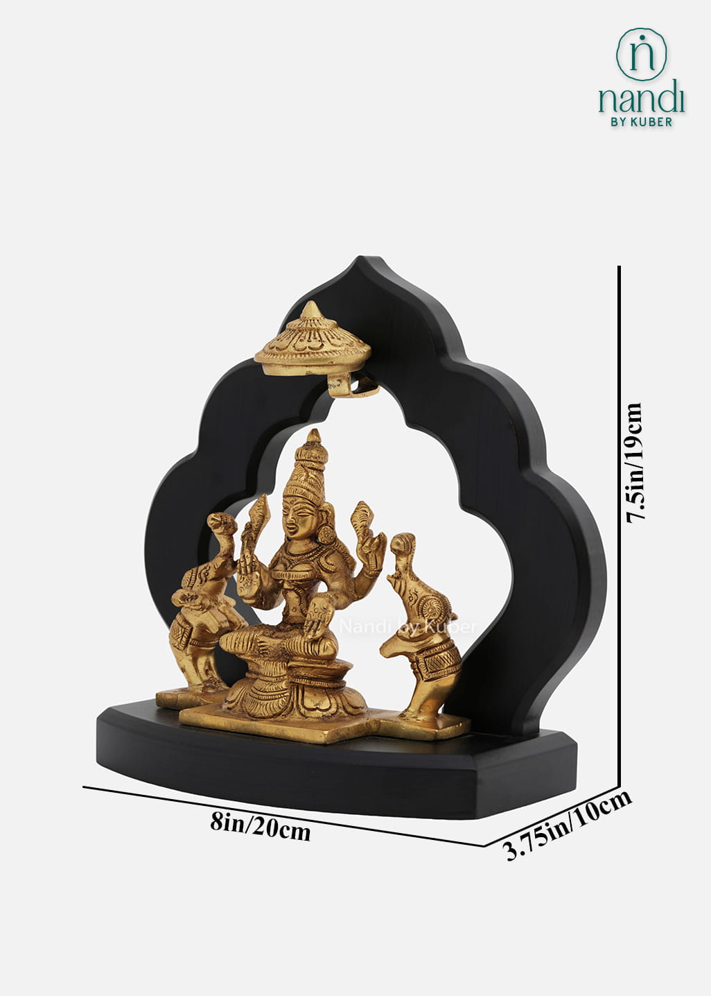 Brass Gajalakshmi idol with black arch frame