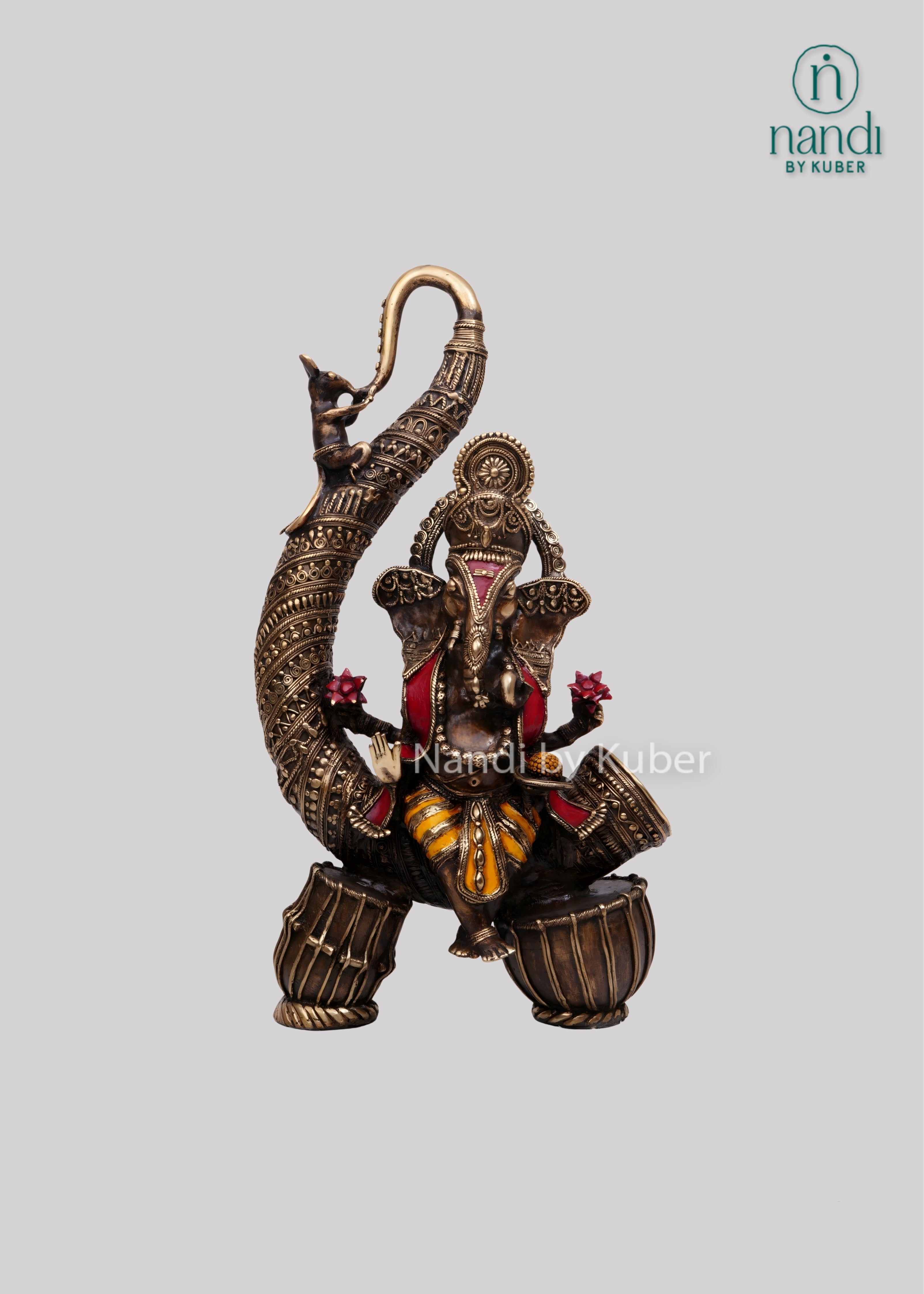 Brass musical Ganesha decorative idol
