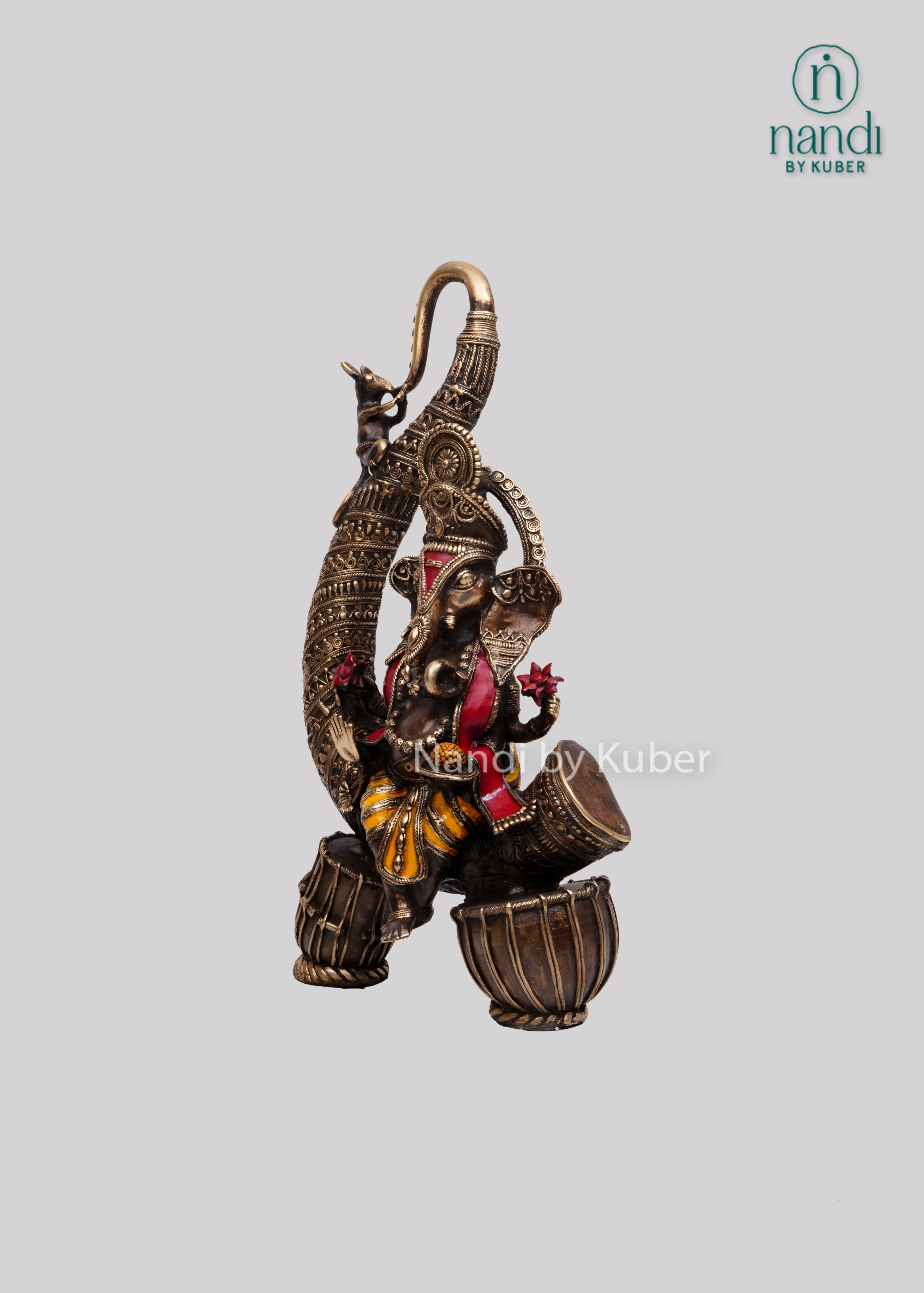 Brass musical Ganesha decorative idol