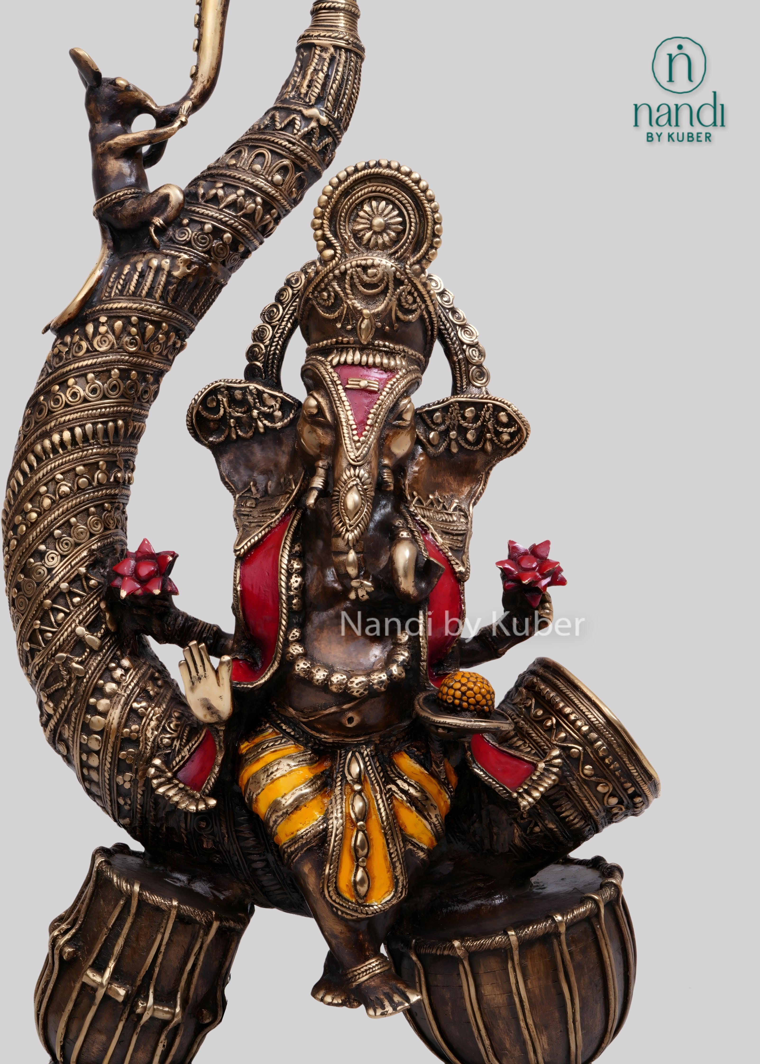 Brass musical Ganesha decorative idol