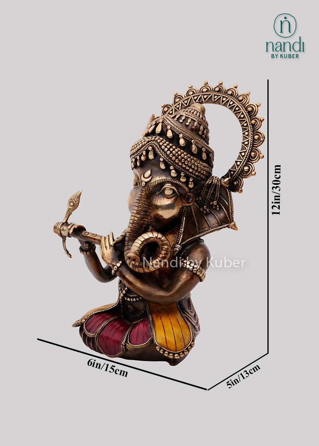 Brass Ganesha flute sculpture