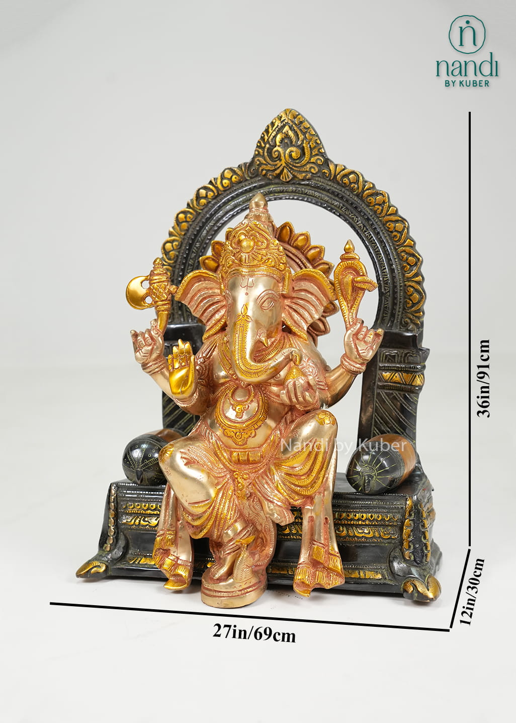 Brass Ganesha on sinhasan arch