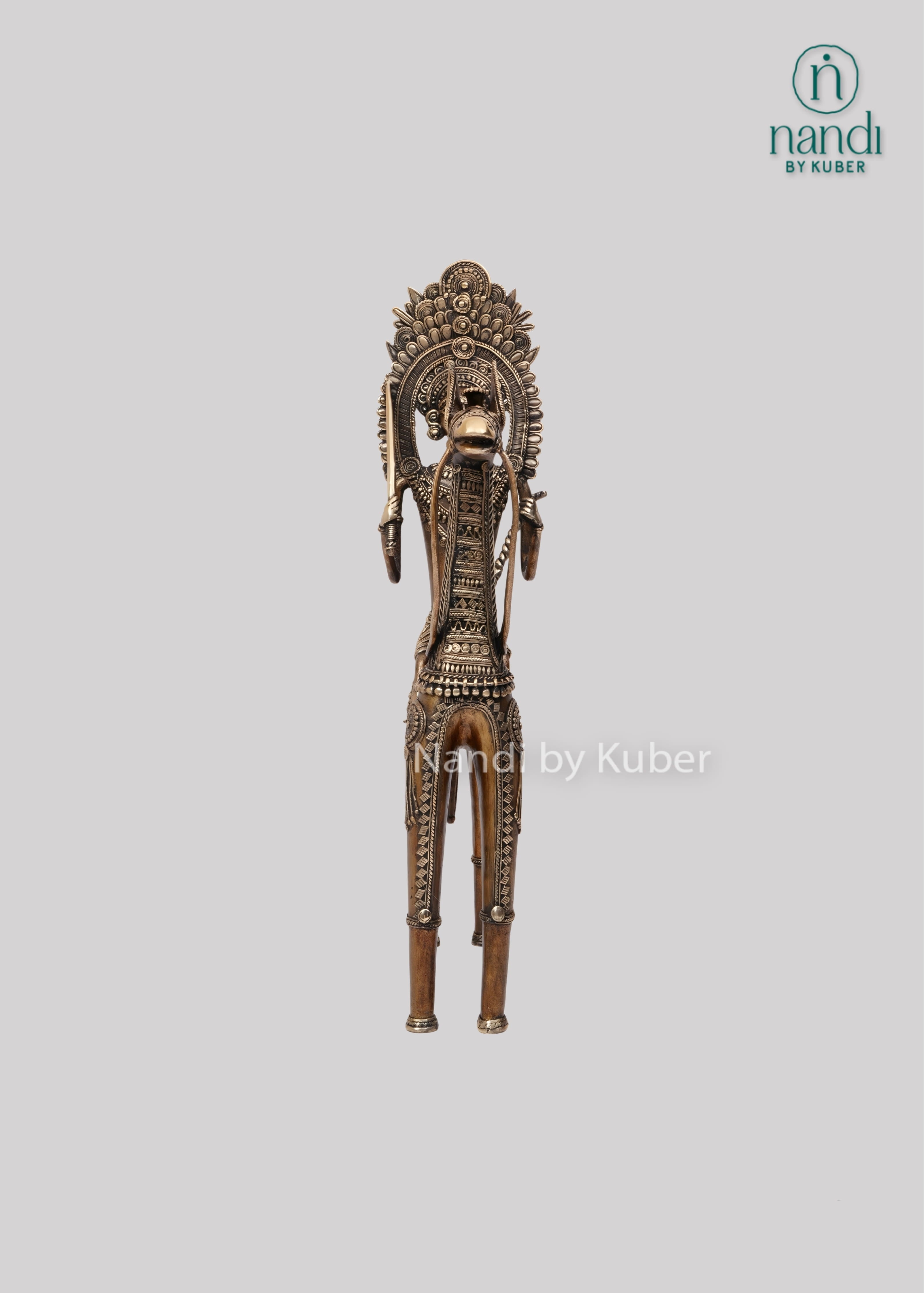 Brass horse rider tribal sculpture