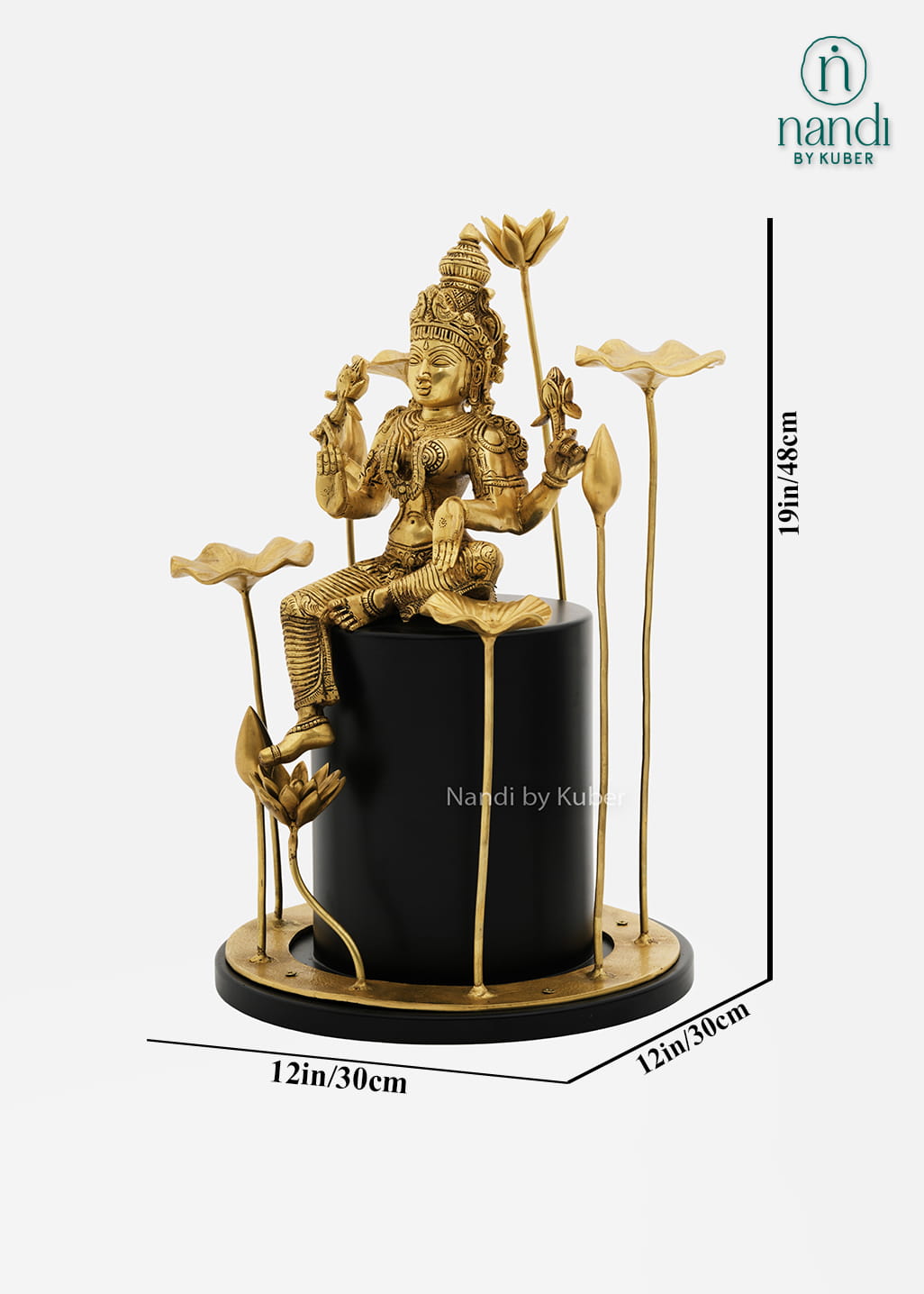 Brass Lakshmi idol with lotus flower base