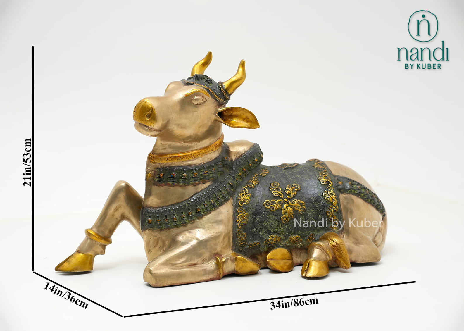 Decorative brass Lord Ganesha statue with a royal pagdi design, intricate detailing, and an elegant antique finish symbolizing wisdom, prosperity, and good fortune.