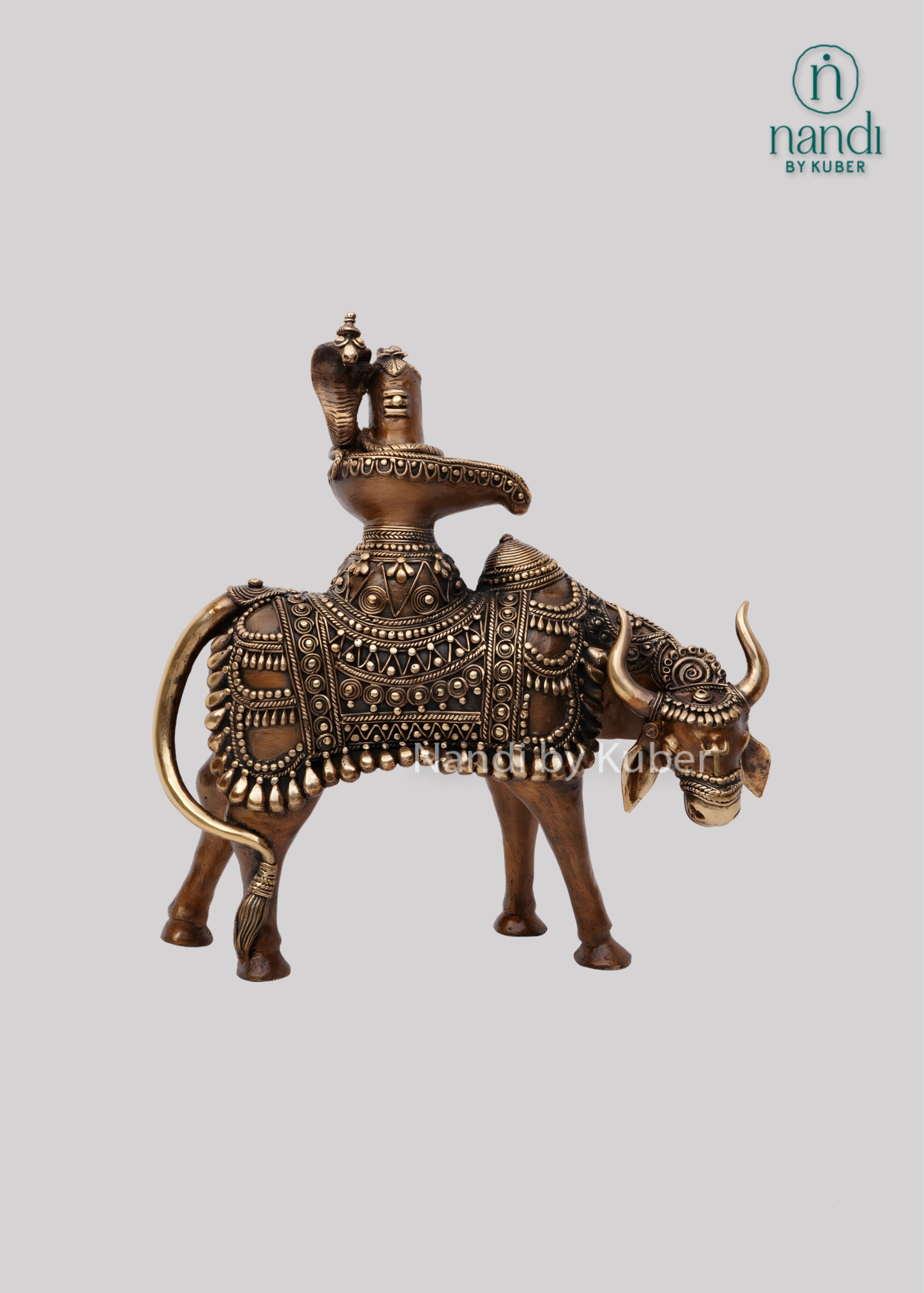 Brass Nandi with Shivling decor