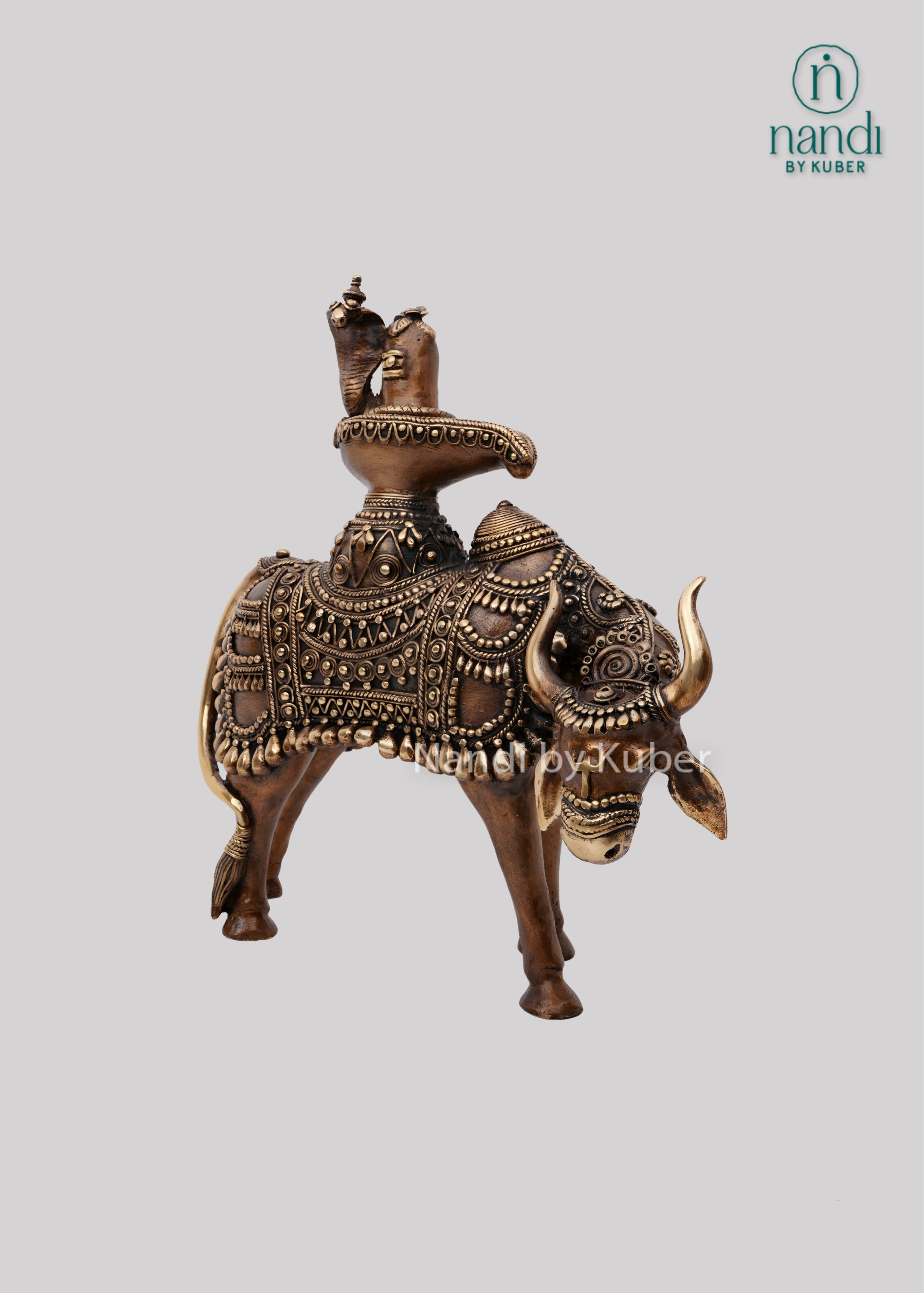 Brass Nandi with Shivling decor
