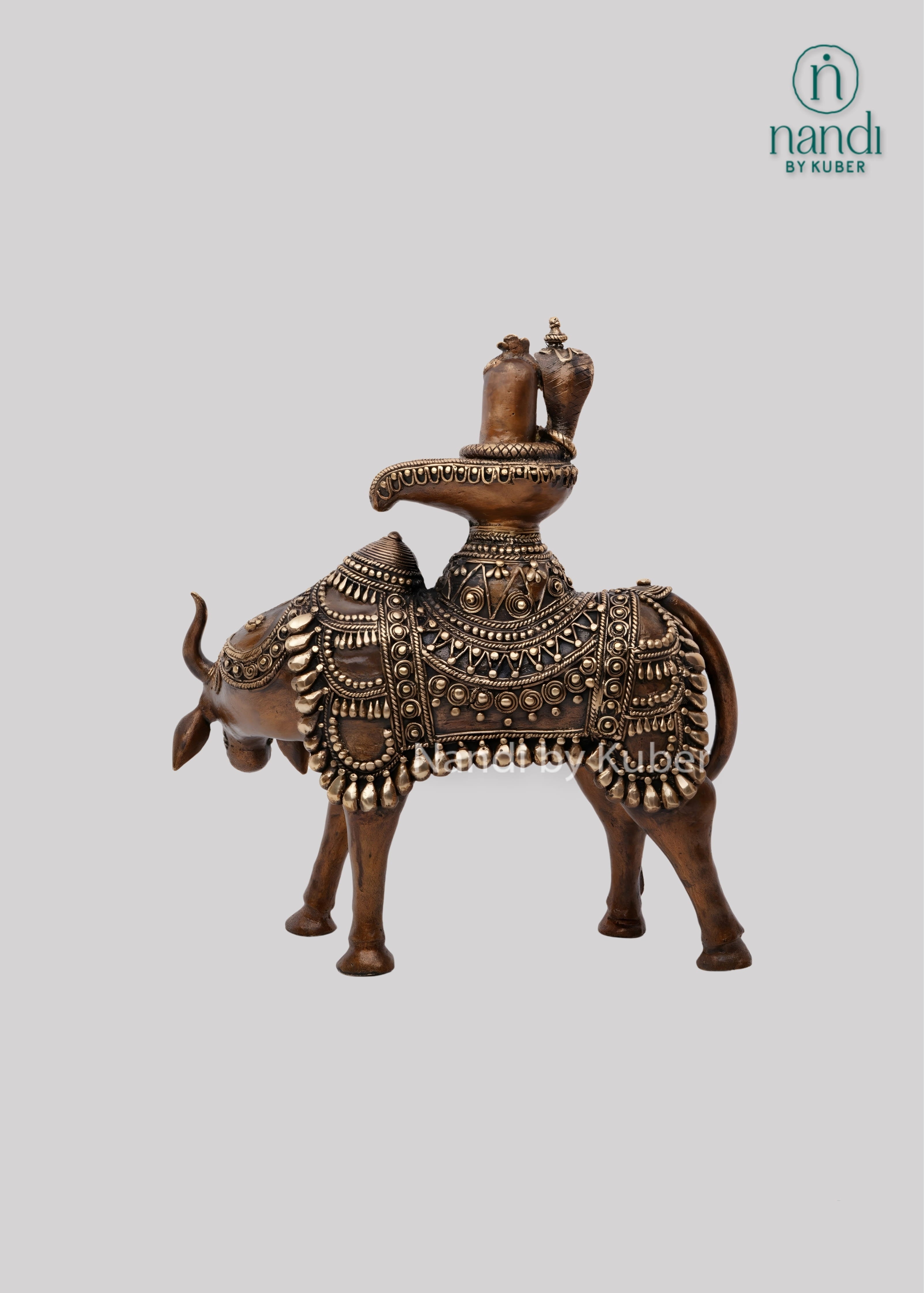 Brass Nandi with Shivling decor