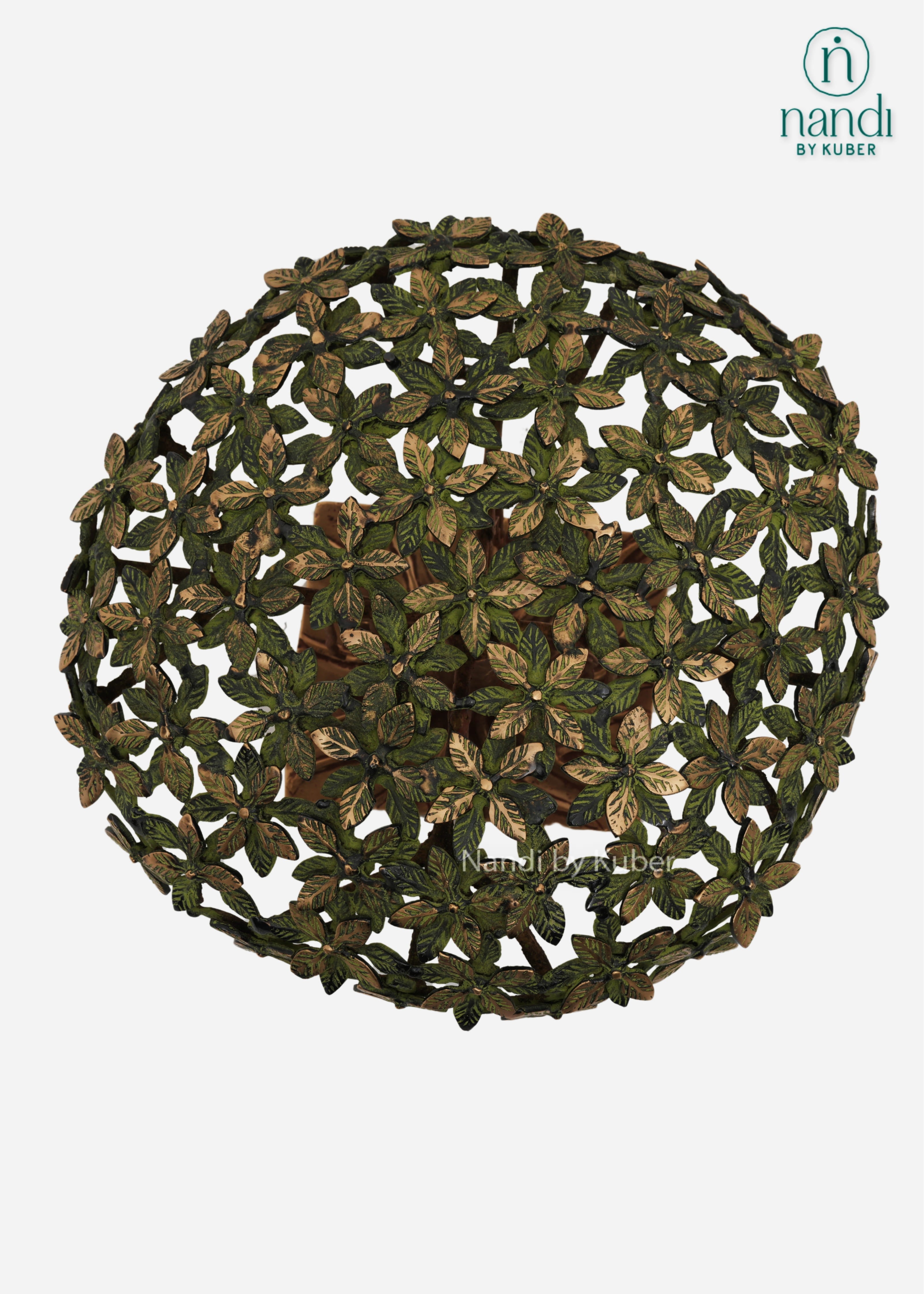 Decorative handcrafted brass tree sculpture with intricate leaf and root detailing