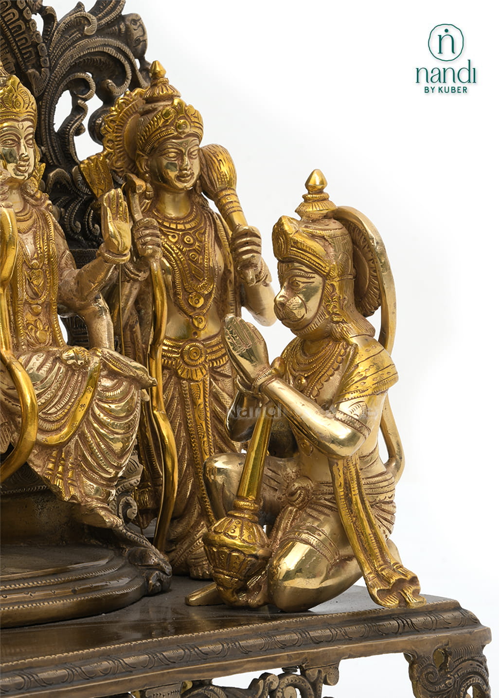 Brass two-tone Ram Darbar statue with ornate arch and decorative base