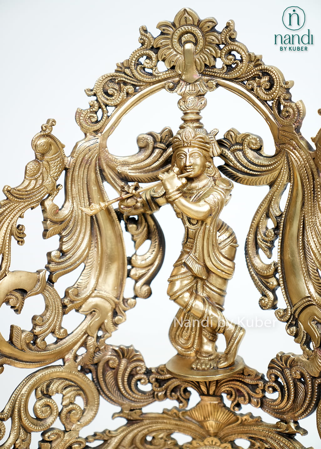 Decorative bronze Krishna urli