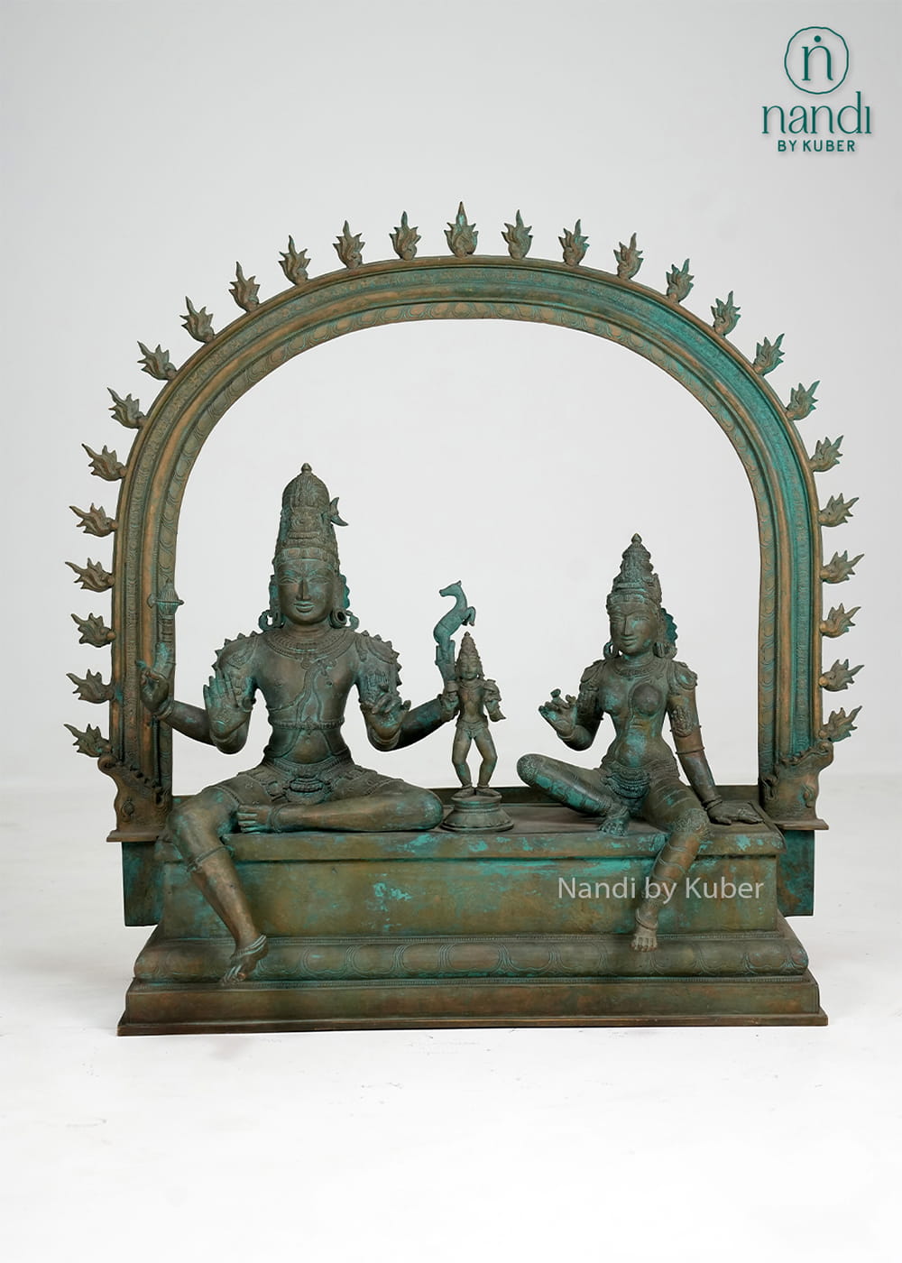 Bronze Shiva and Parvati statue