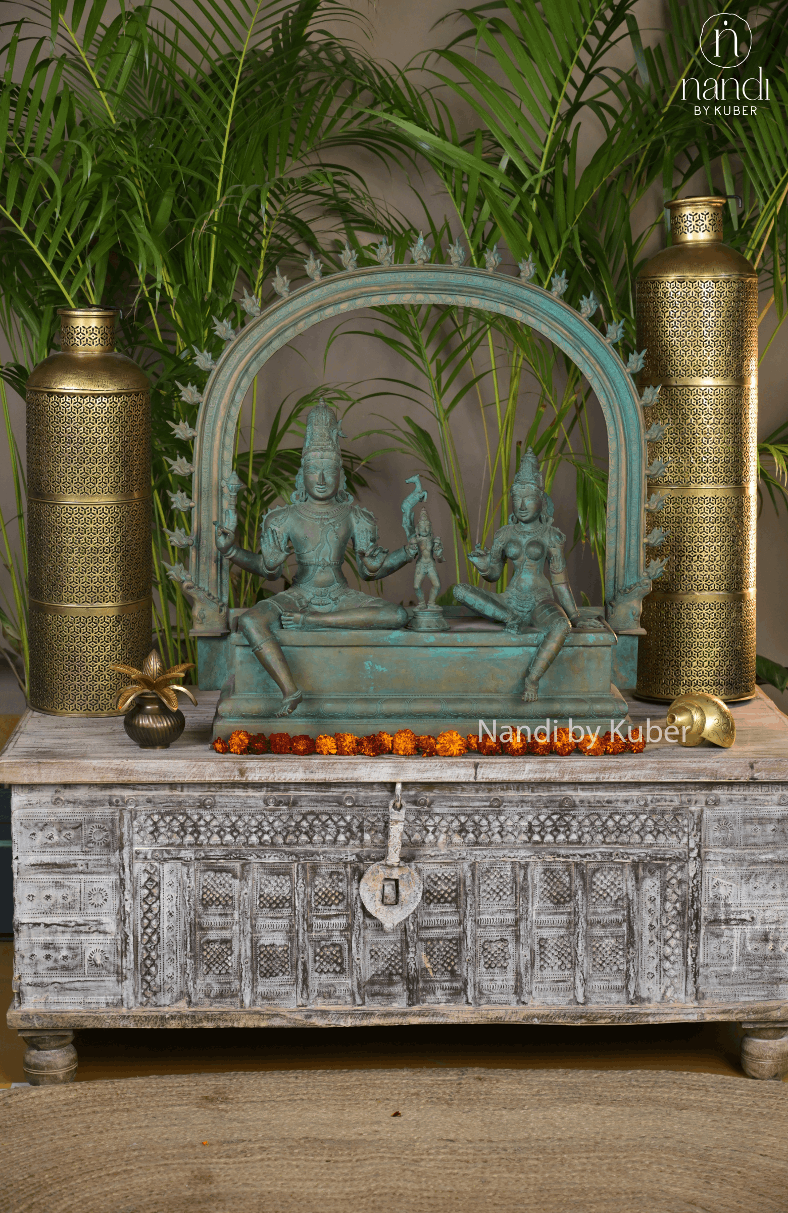 Bronze Shiva and Parvati statue