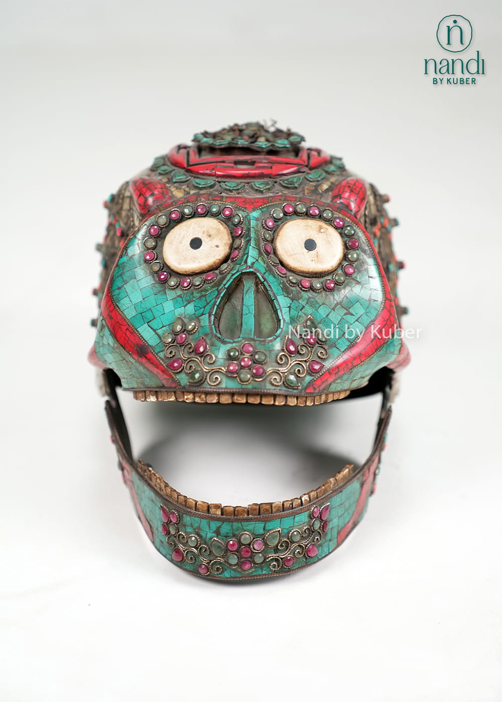 stone and copper skull mask 