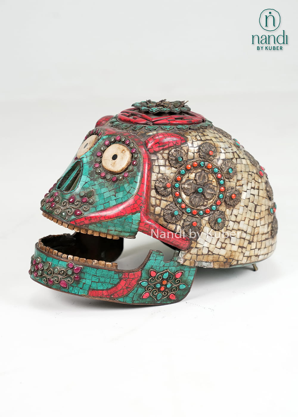 stone and copper skull mask