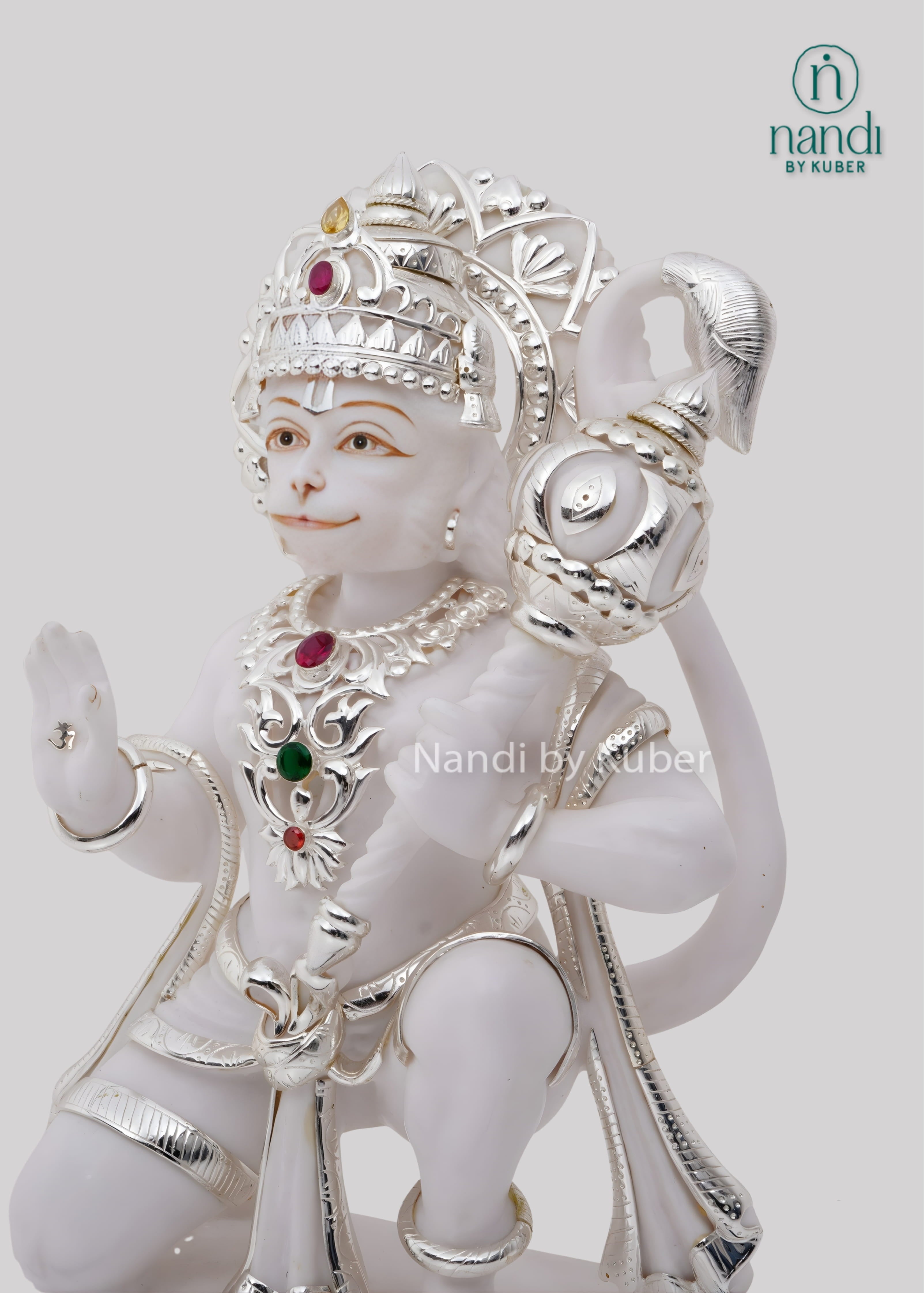 White marble Hanuman statue