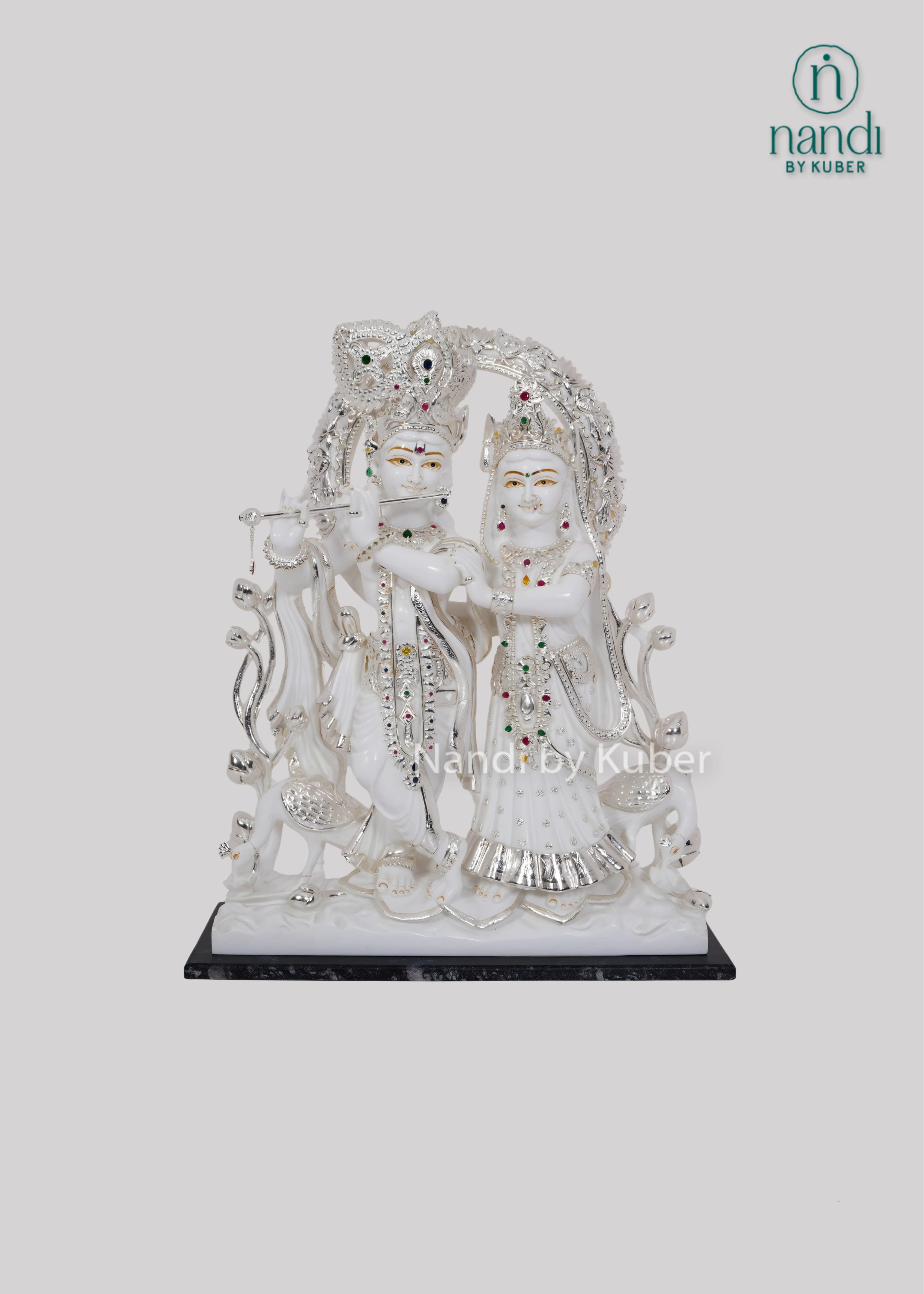 White marble Radha Krishna statue