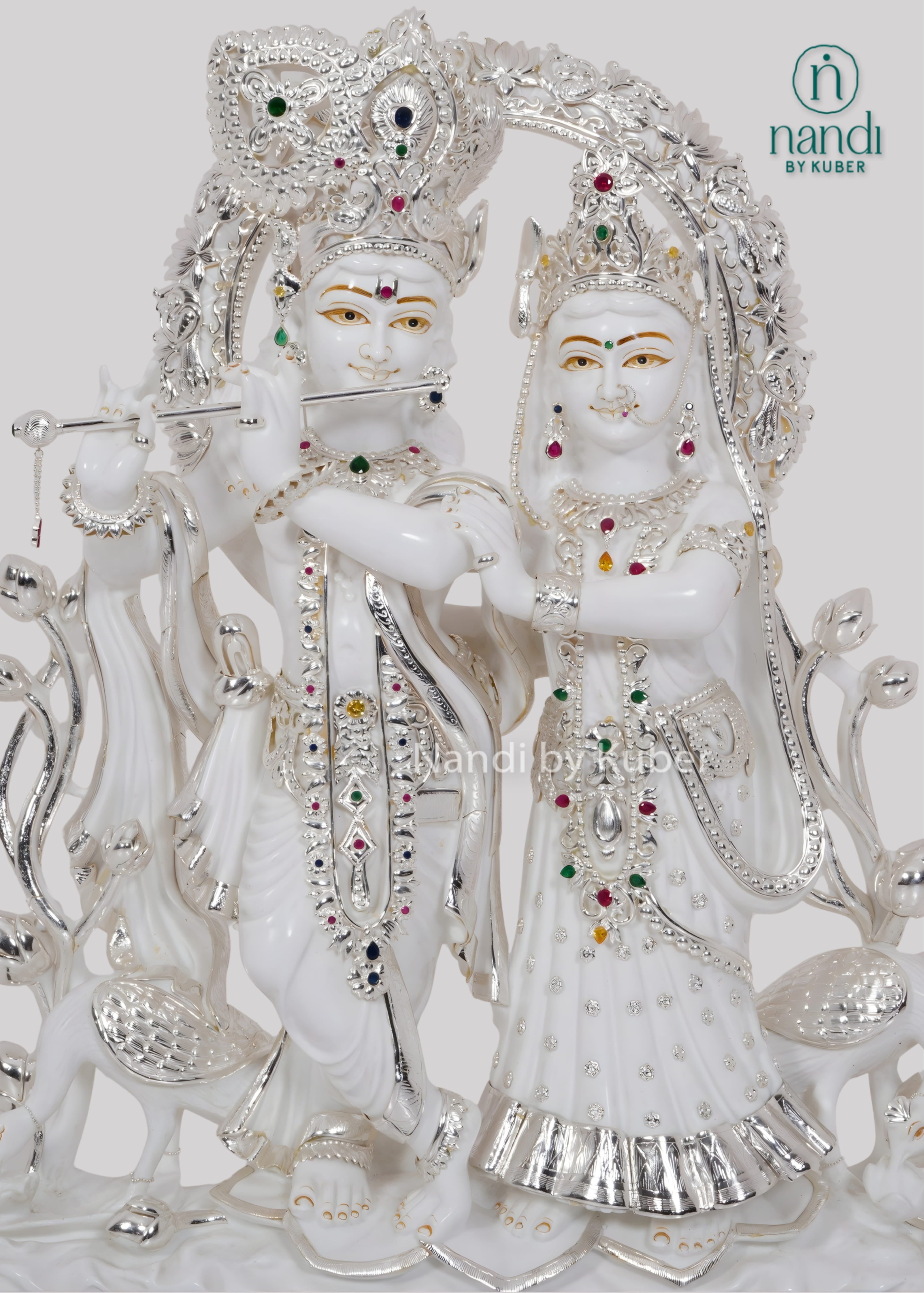 White marble Radha Krishna statue