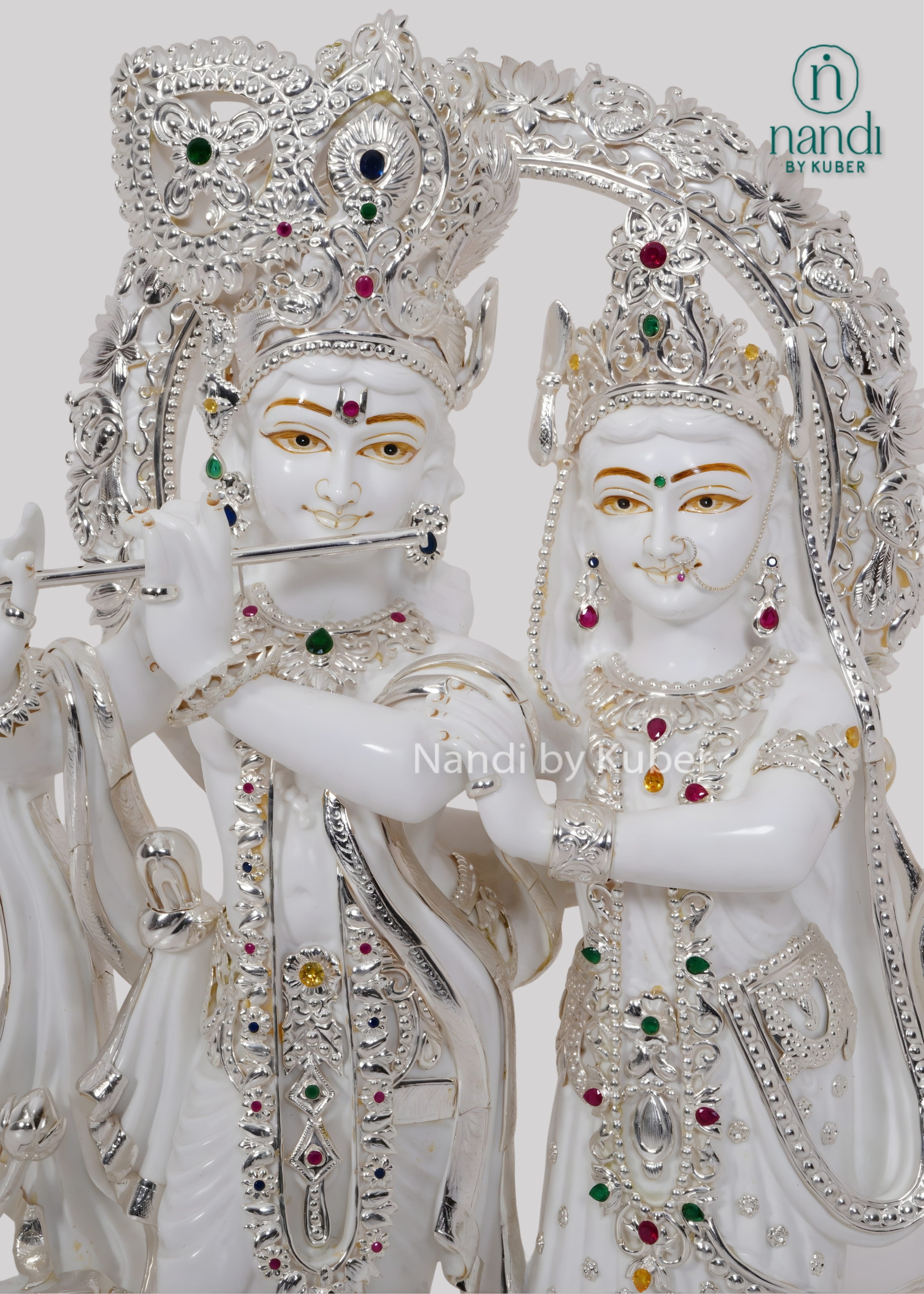 White marble Radha Krishna statue