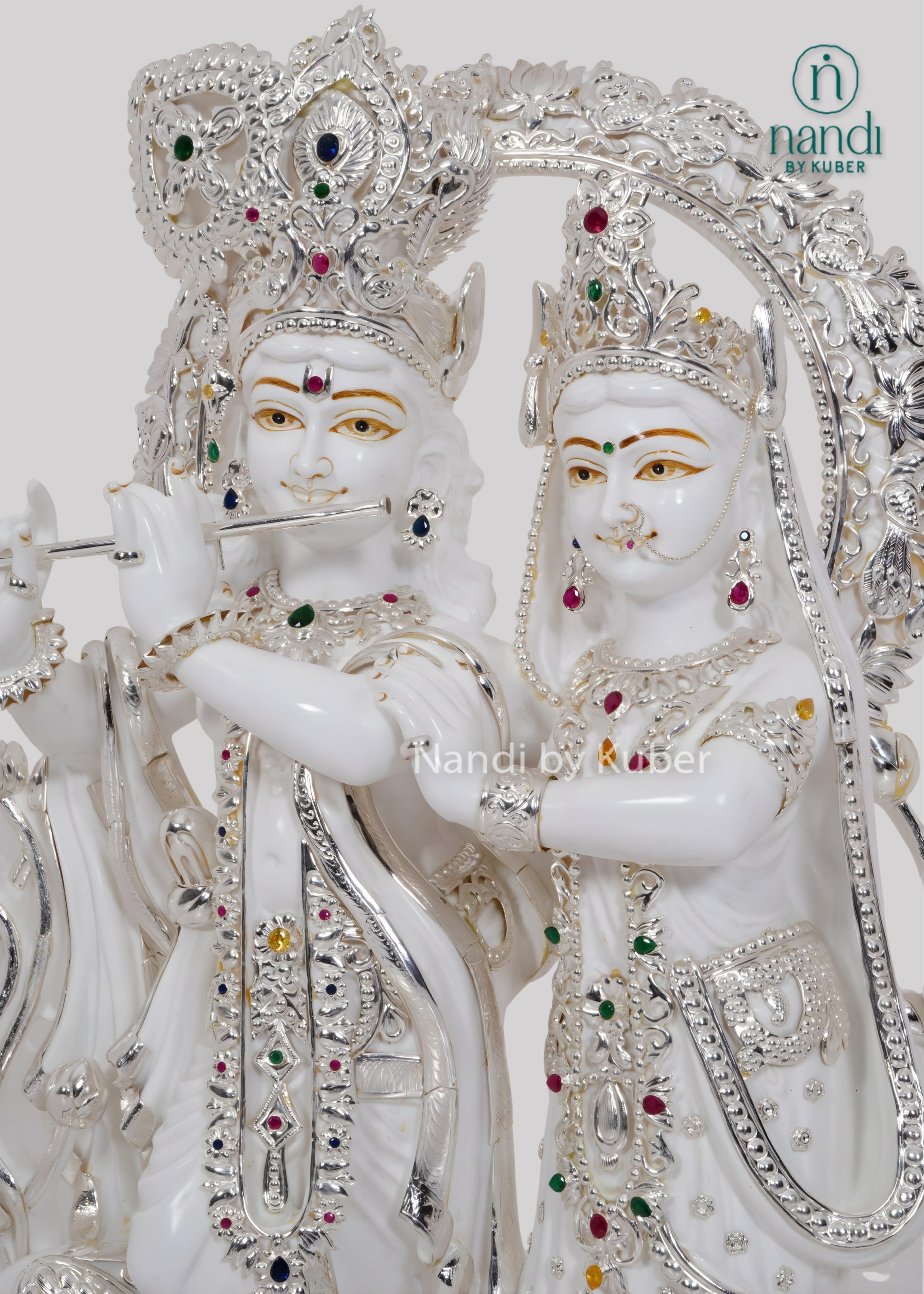 White marble Radha Krishna statue