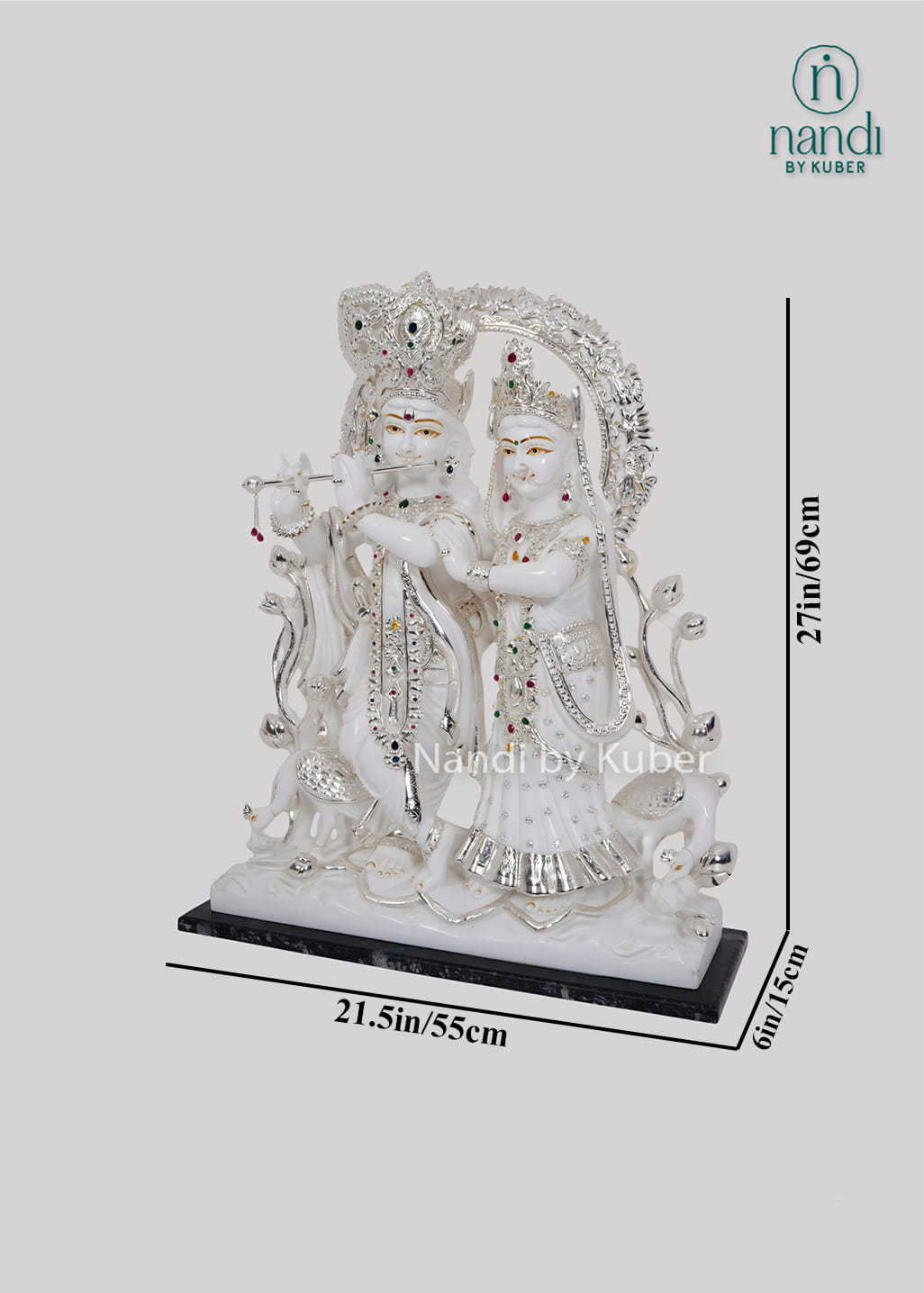 White marble Radha Krishna statue
