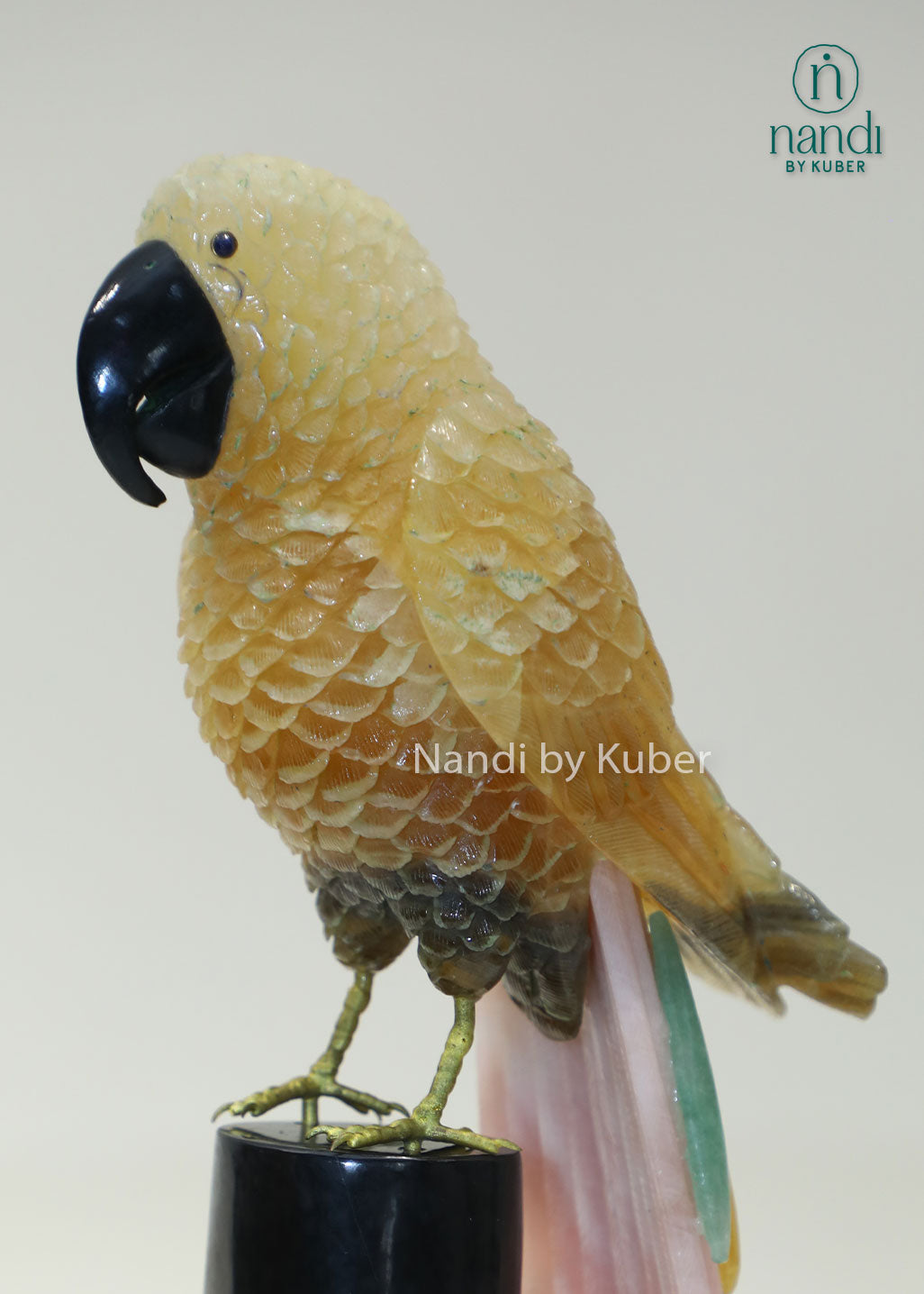 Semi Precious Stone Parrot On Branch
