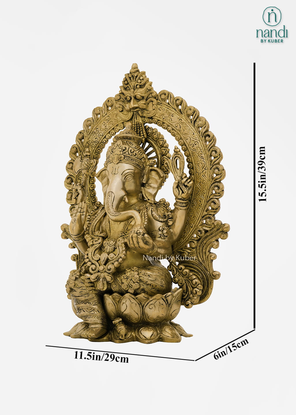 Brass Ganesha idol with decorative arch