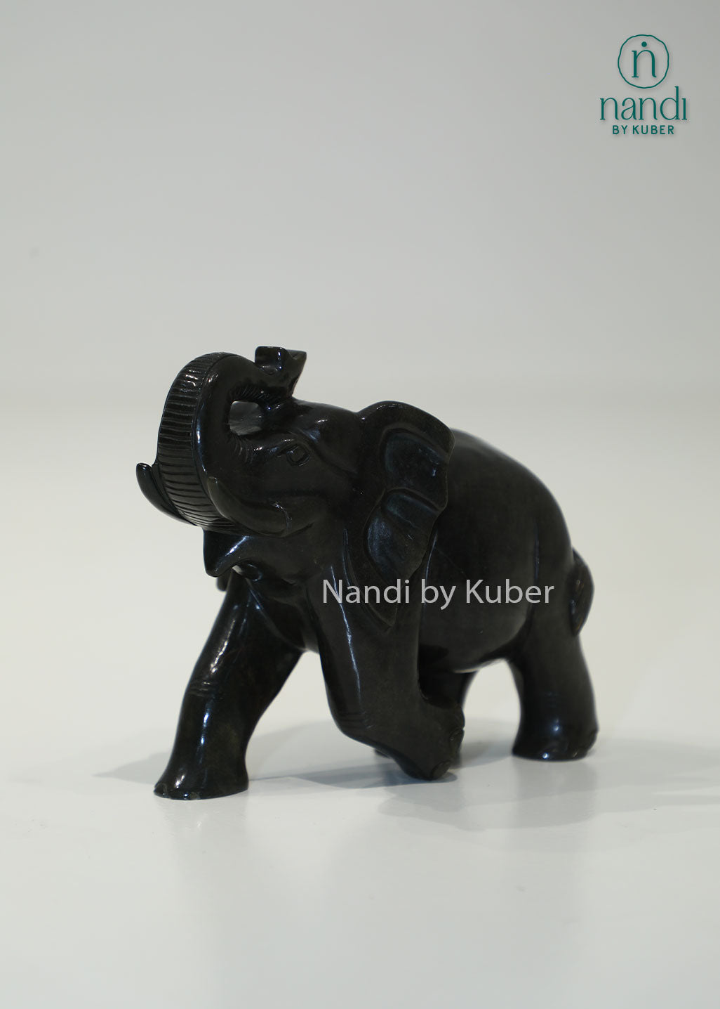 Black Agate Elephant Up Trunk