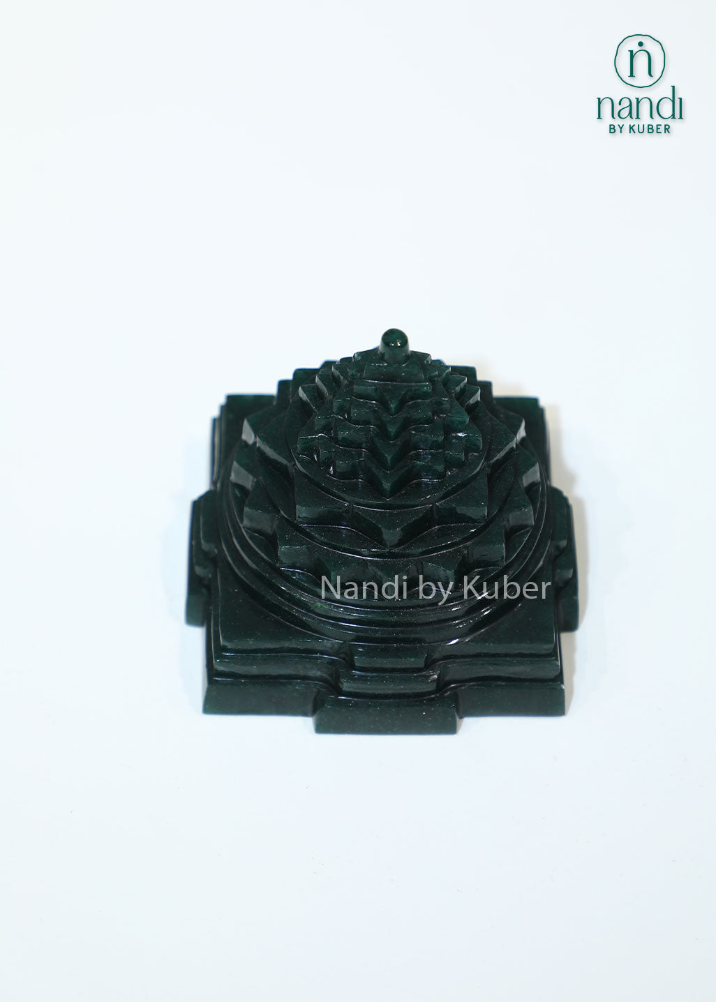 Natural Green Jade Shree Yantra pyramid for Vastu, wealth attraction, prosperity, positive energy, meditation, chakra balancing, spiritual healing, home temple décor, office desk placement, and sacred geometric energy enhancement.