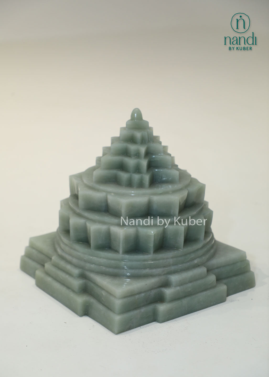 Natural Jade Stone Shree Yantra pyramid for Vastu, wealth attraction, prosperity, spiritual healing, meditation, chakra balancing, positive energy, home temple décor, office desk placement, and sacred geometry worship.