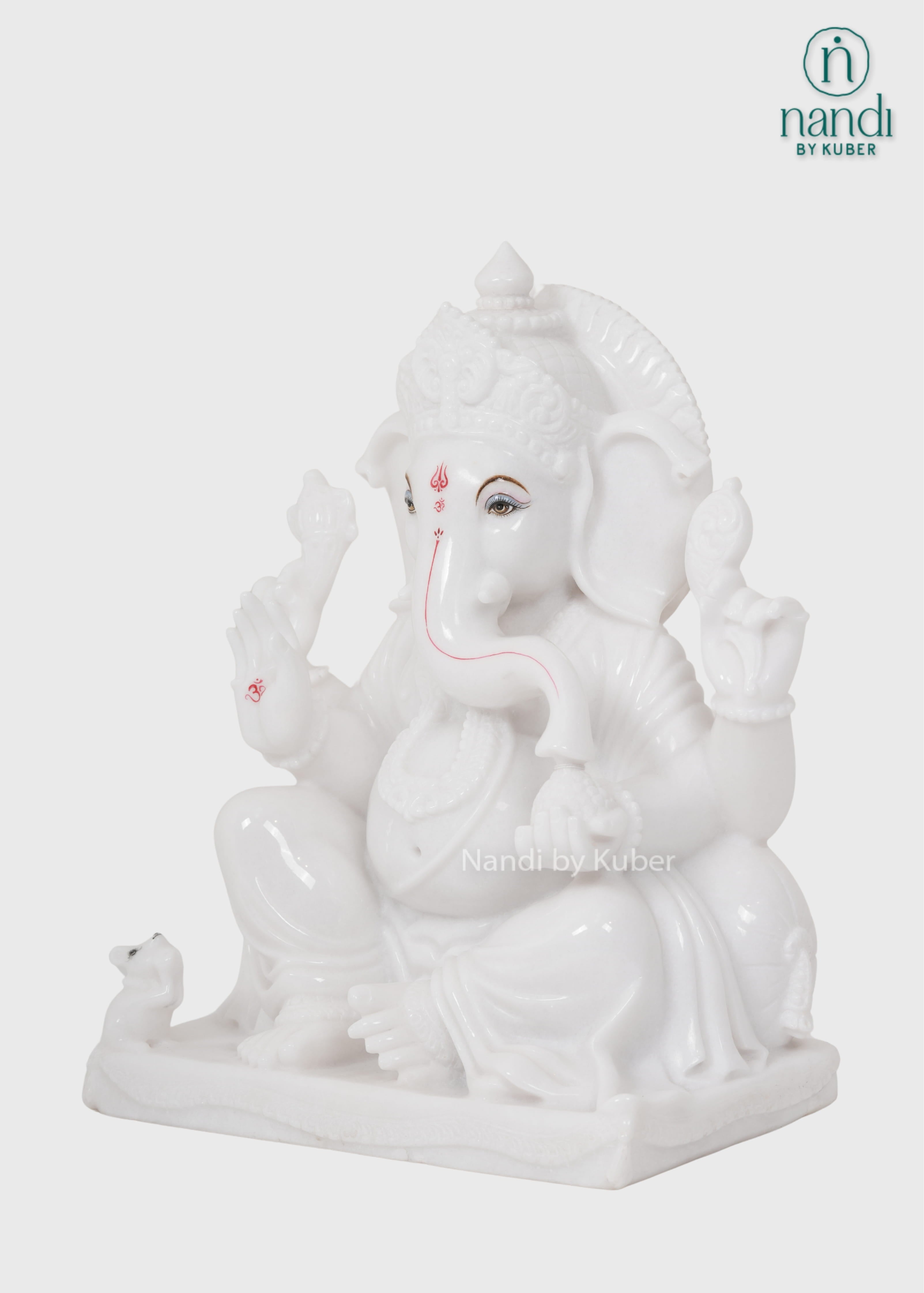 White marble Ganesha decorative idol