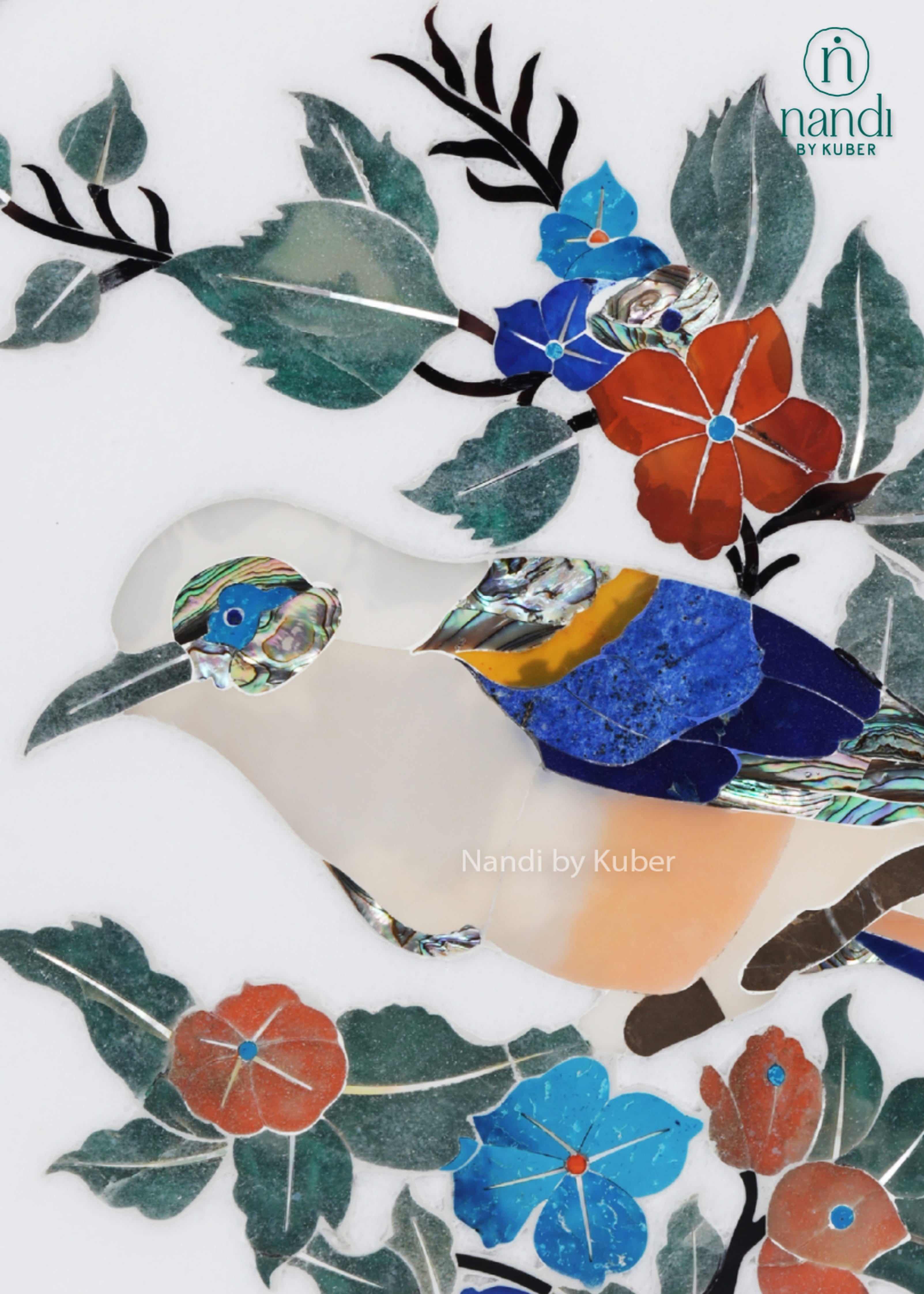 Marble bird wall art decorative panel