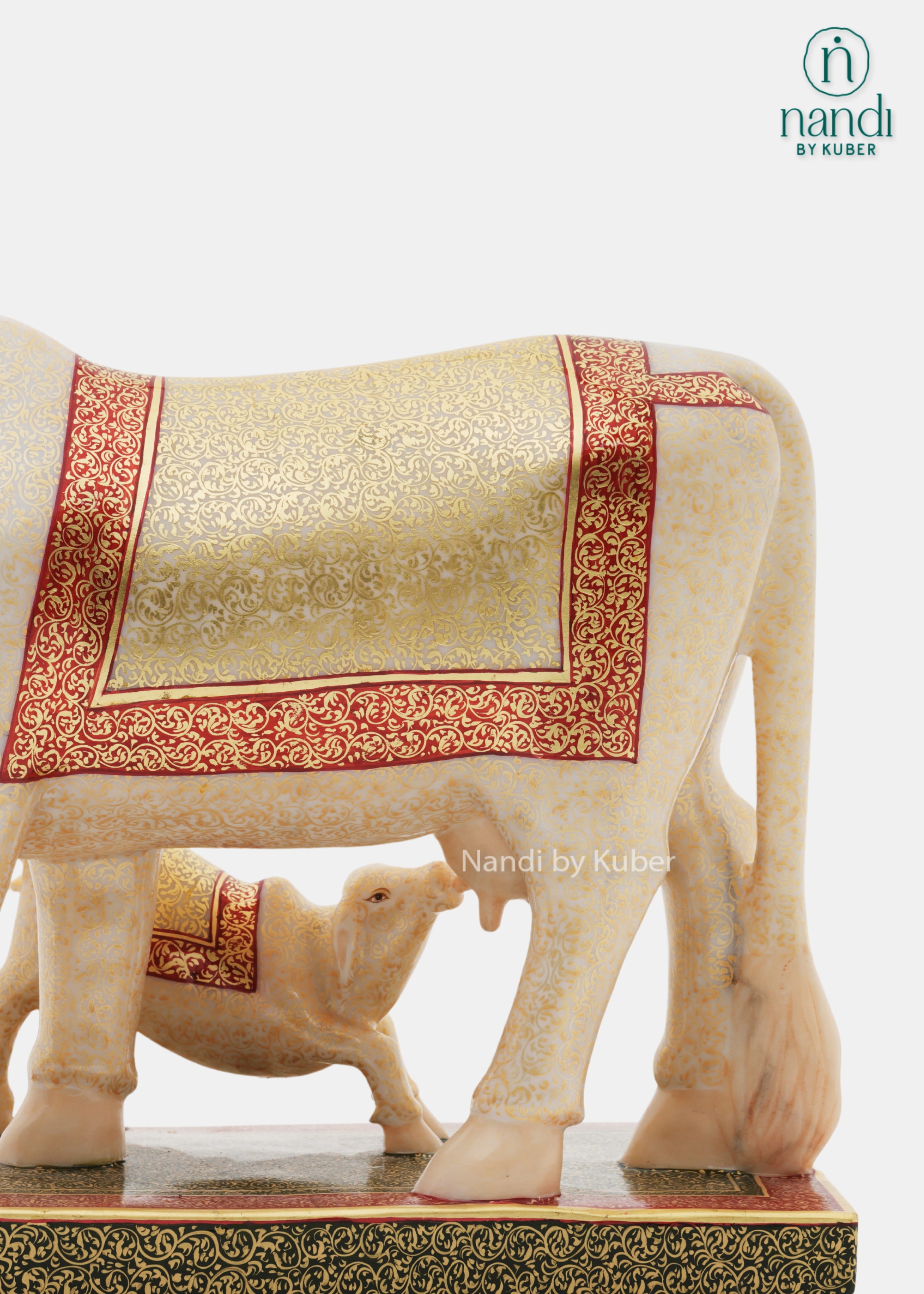 Marble cow and calf decorative statue