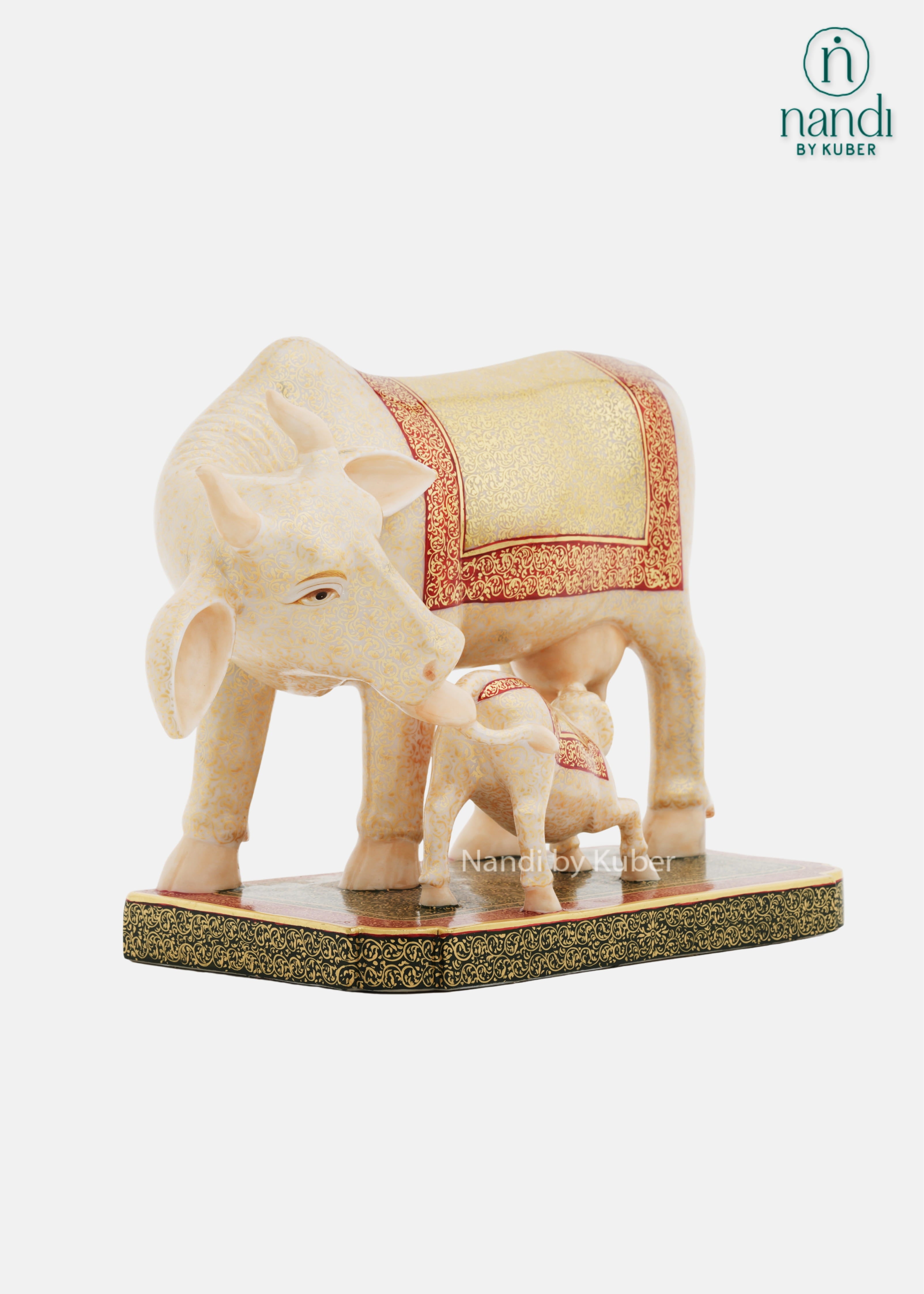 Marble cow and calf decorative statue