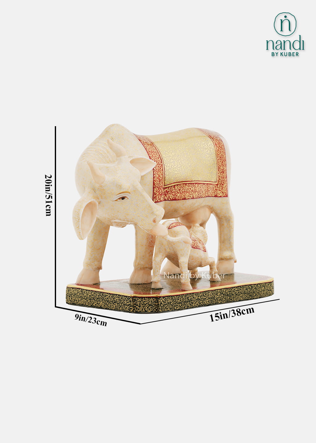 Marble cow and calf decorative statue