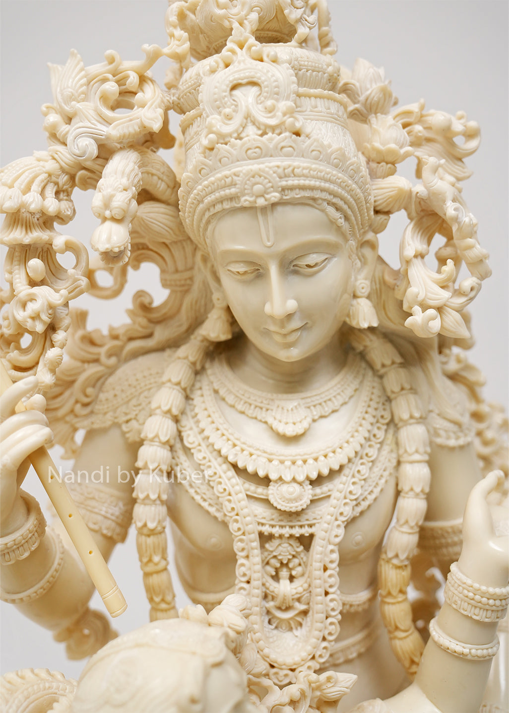 Elegant Radha Krishna sculpture with decorative base, symbolizing divine love, harmony, and devotion while enhancing any sacred or decorative space.