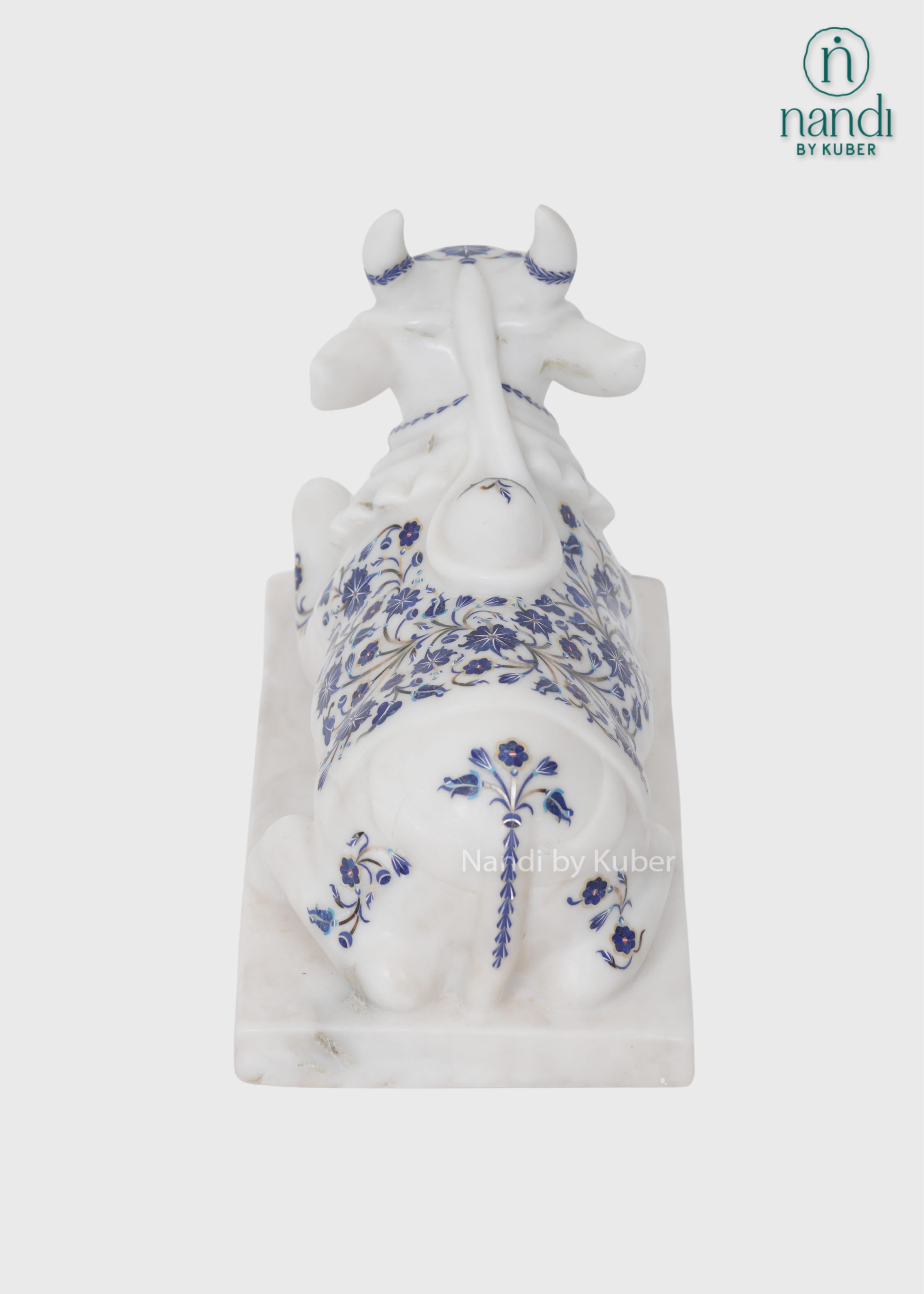 White marble Nandi decorative idol