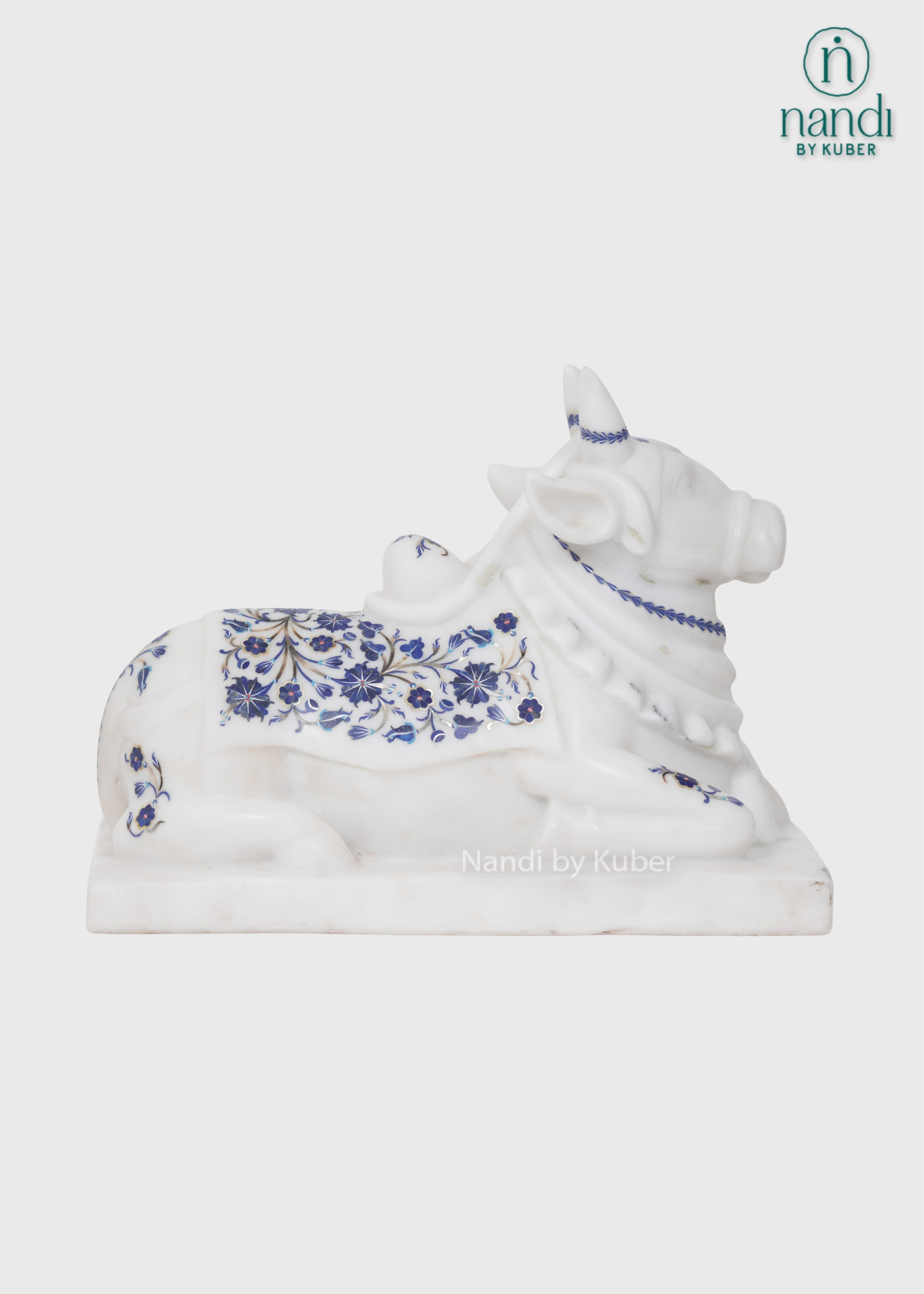 White marble Nandi decorative idol