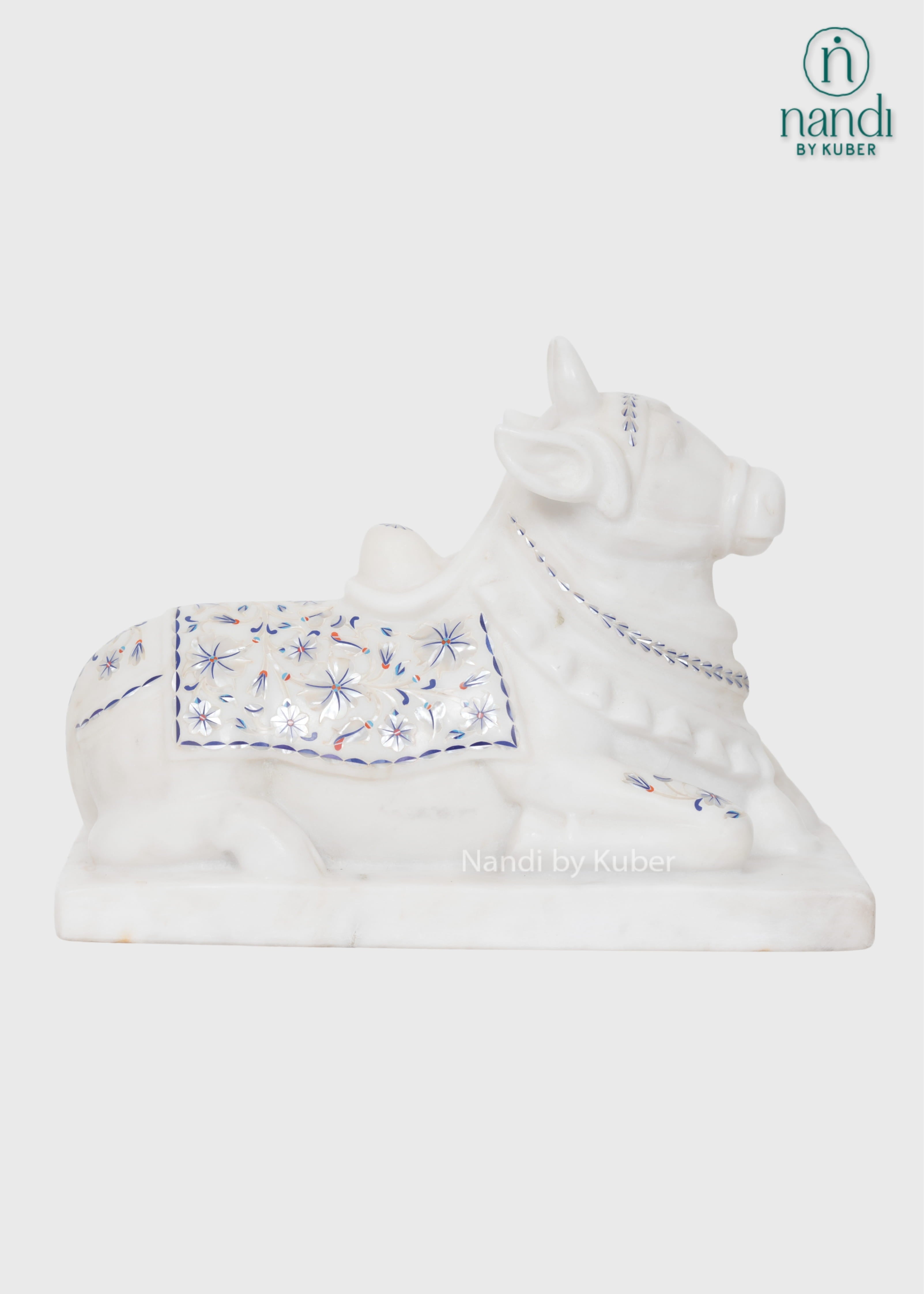 White marble Nandi decorative idol