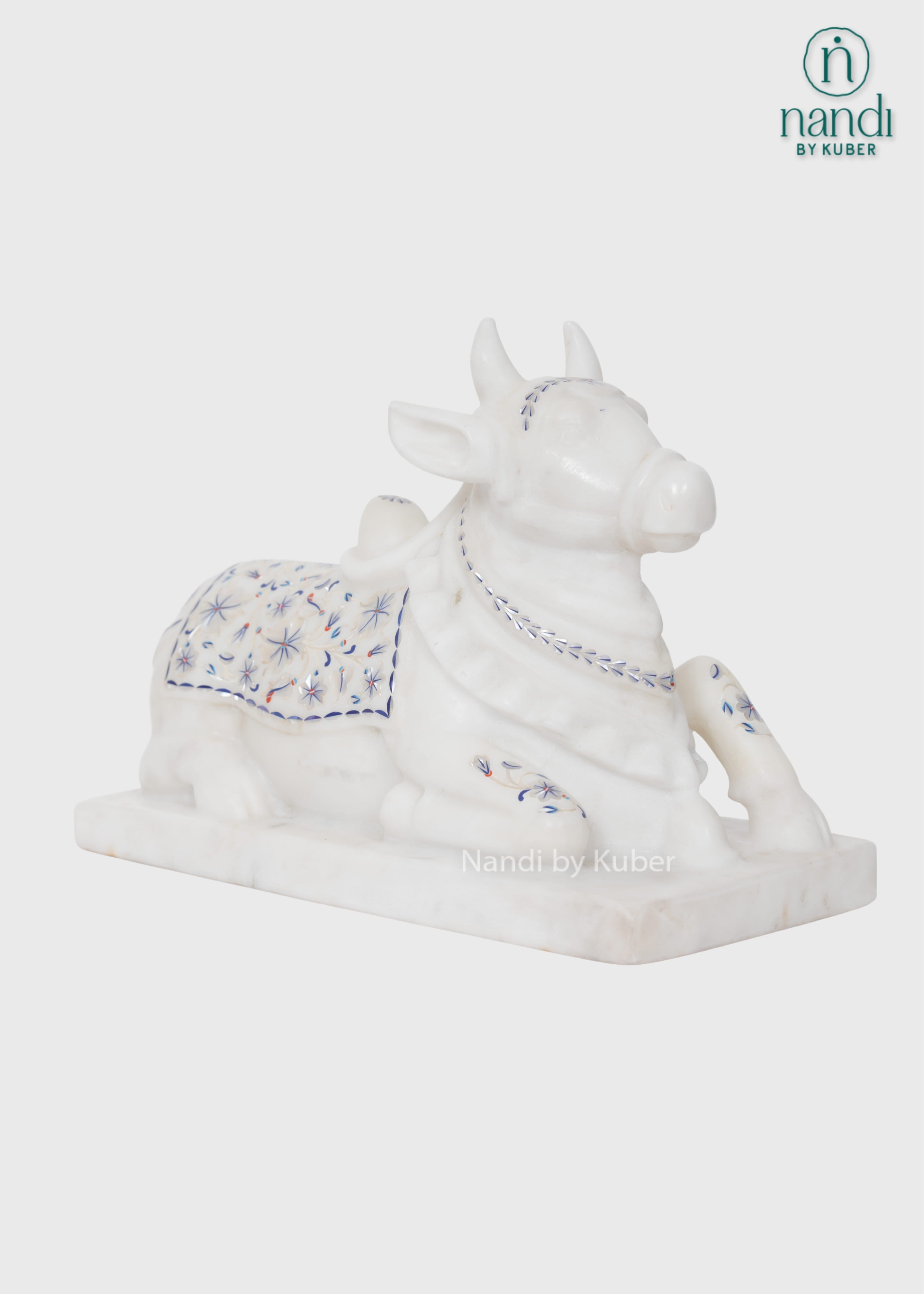 White marble Nandi decorative idol