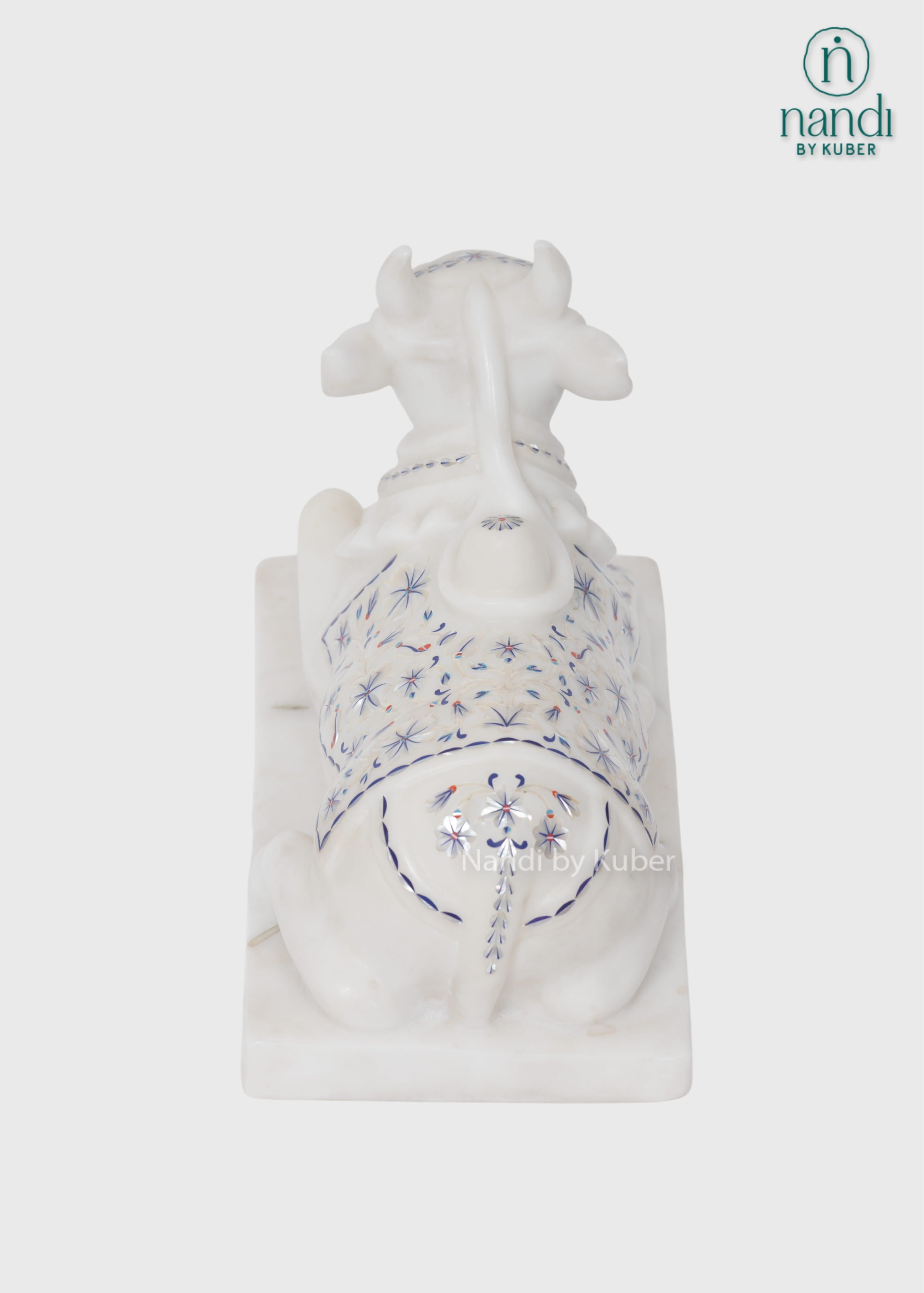 White marble Nandi decorative idol