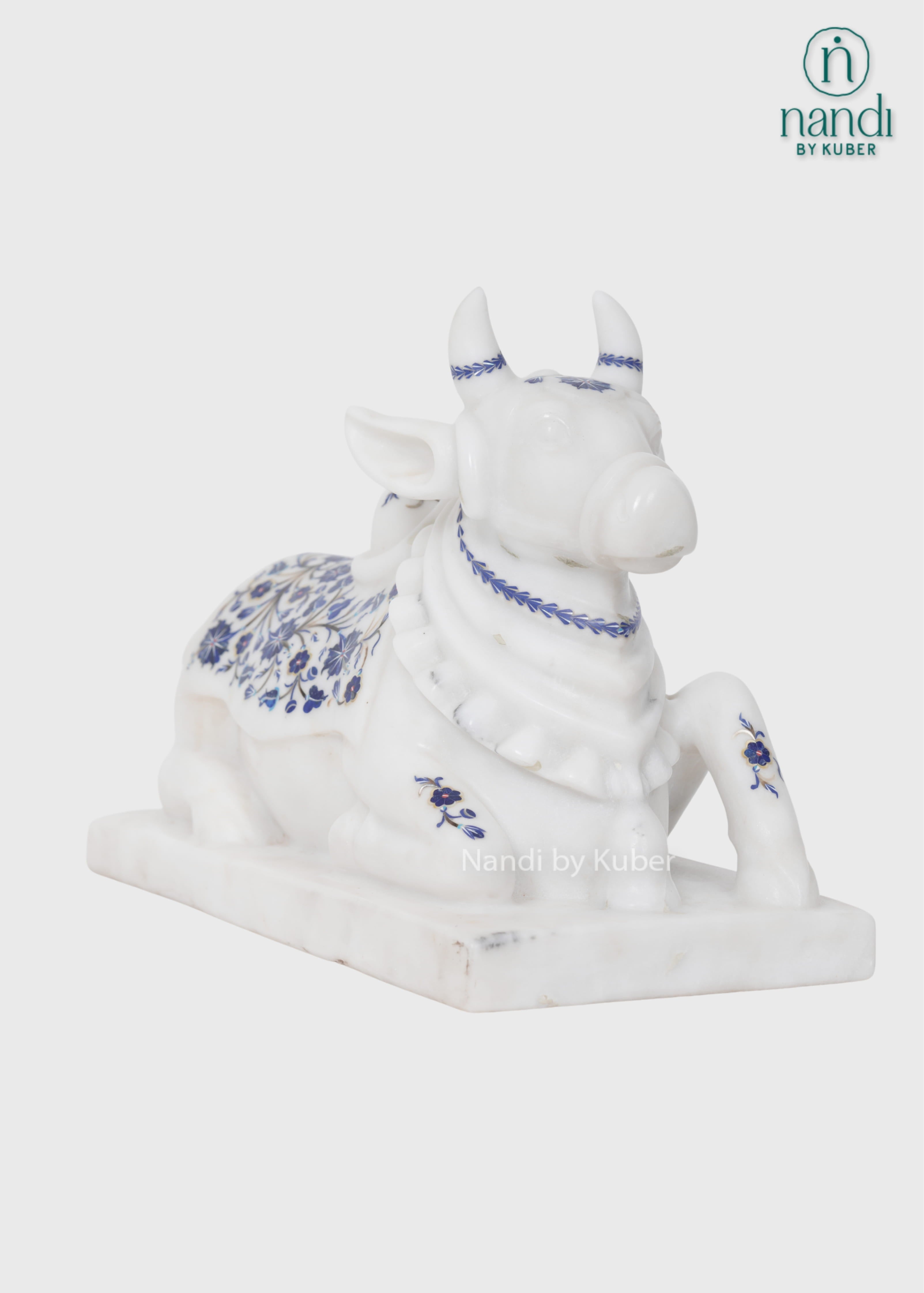 White marble Nandi decorative idol