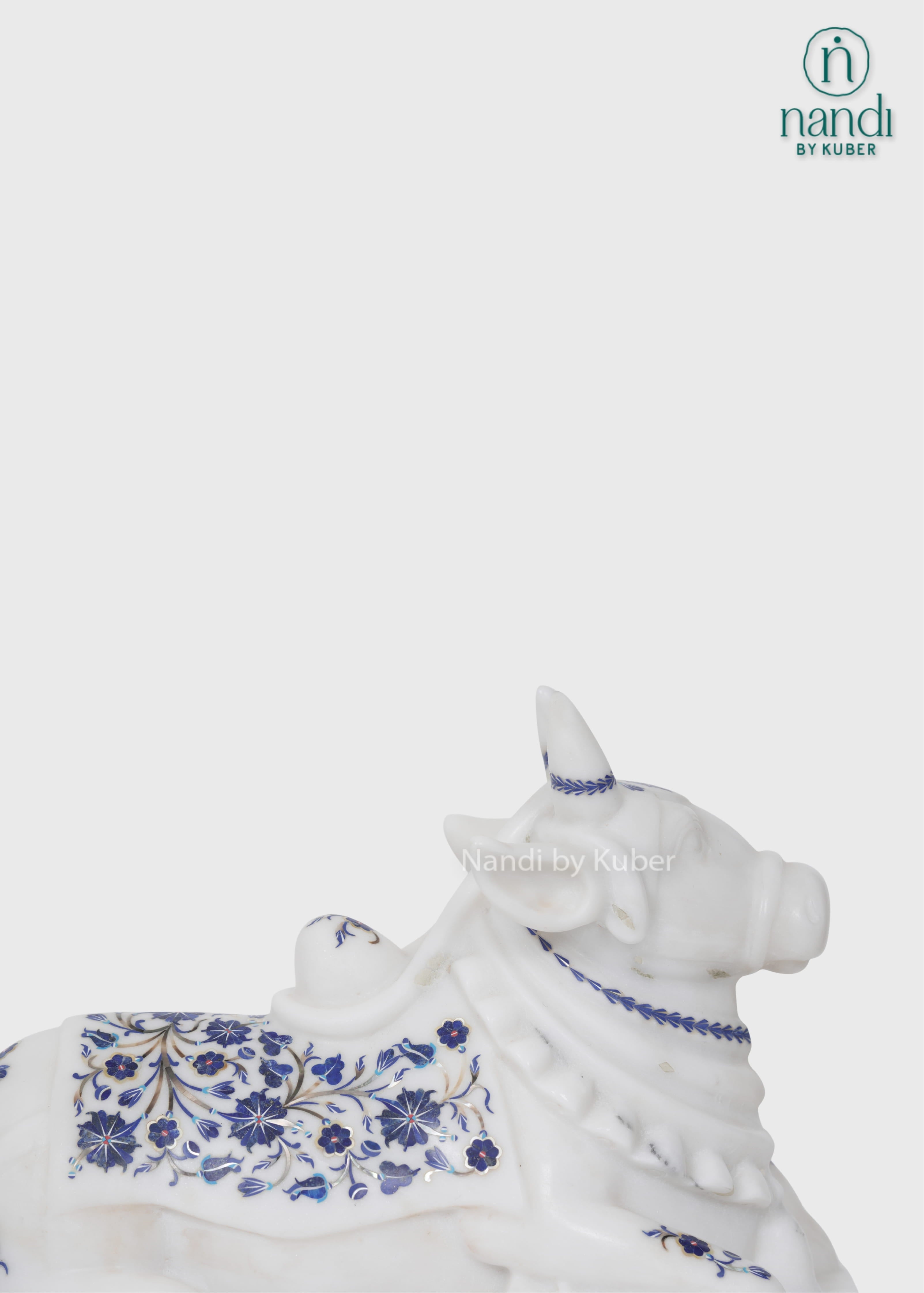White marble Nandi decorative idol